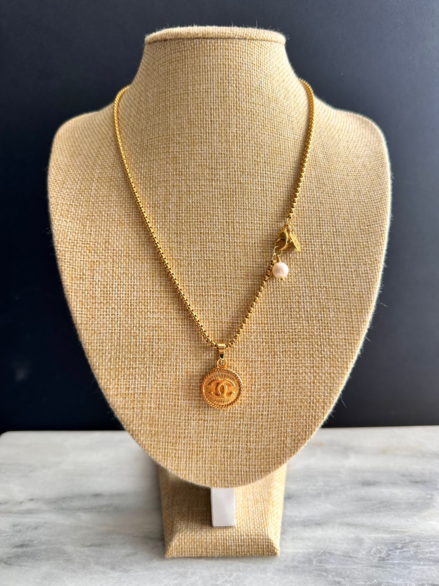 SUPER RARE Vintage Authentic reworked Gold button Necklace