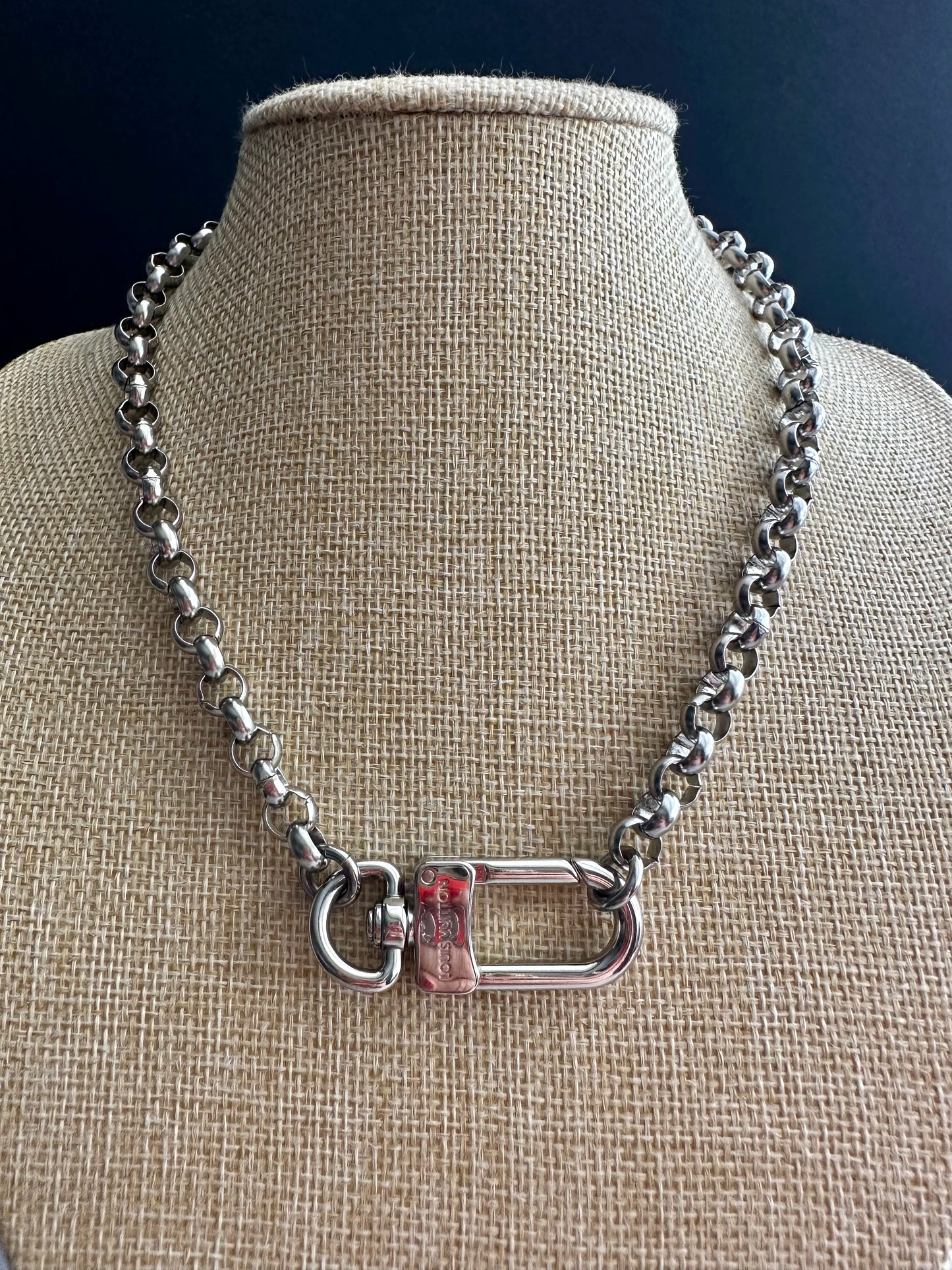 Authentic silver reworked Louis Vuitton Clasp Necklace - VERY rare!