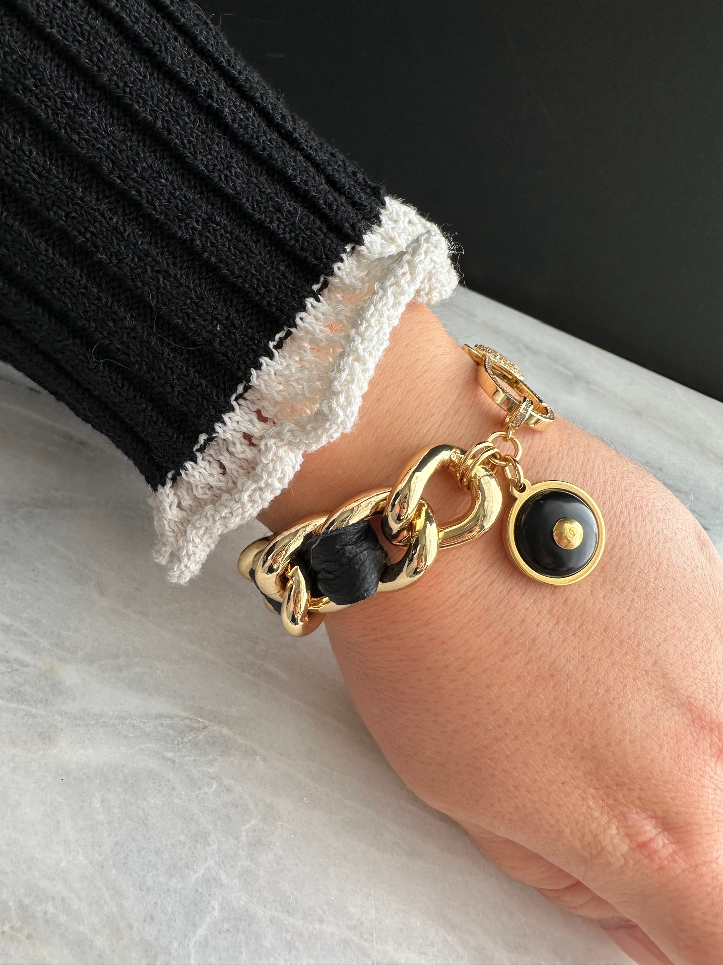 ✨ Black Coco Authentic Reworked button bracelet