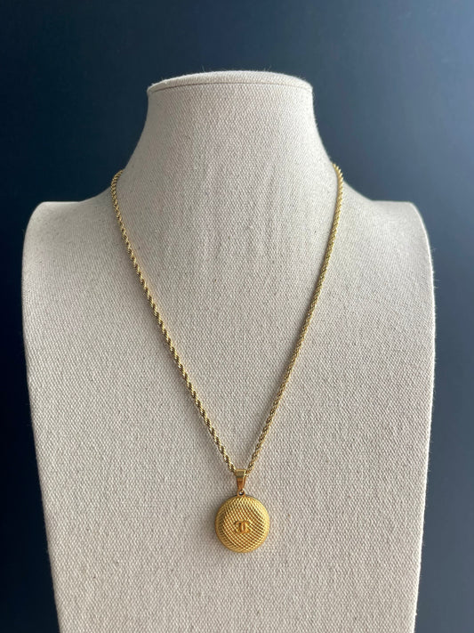 Vintage Authentic reworked Gold button Necklace