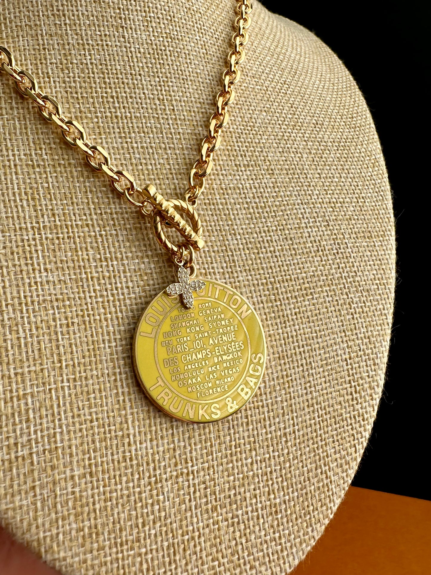 Yellow Huge Louis Vuitton TRUNK Authentic gold reworked Louis Vuitton Necklace - VERY rare!