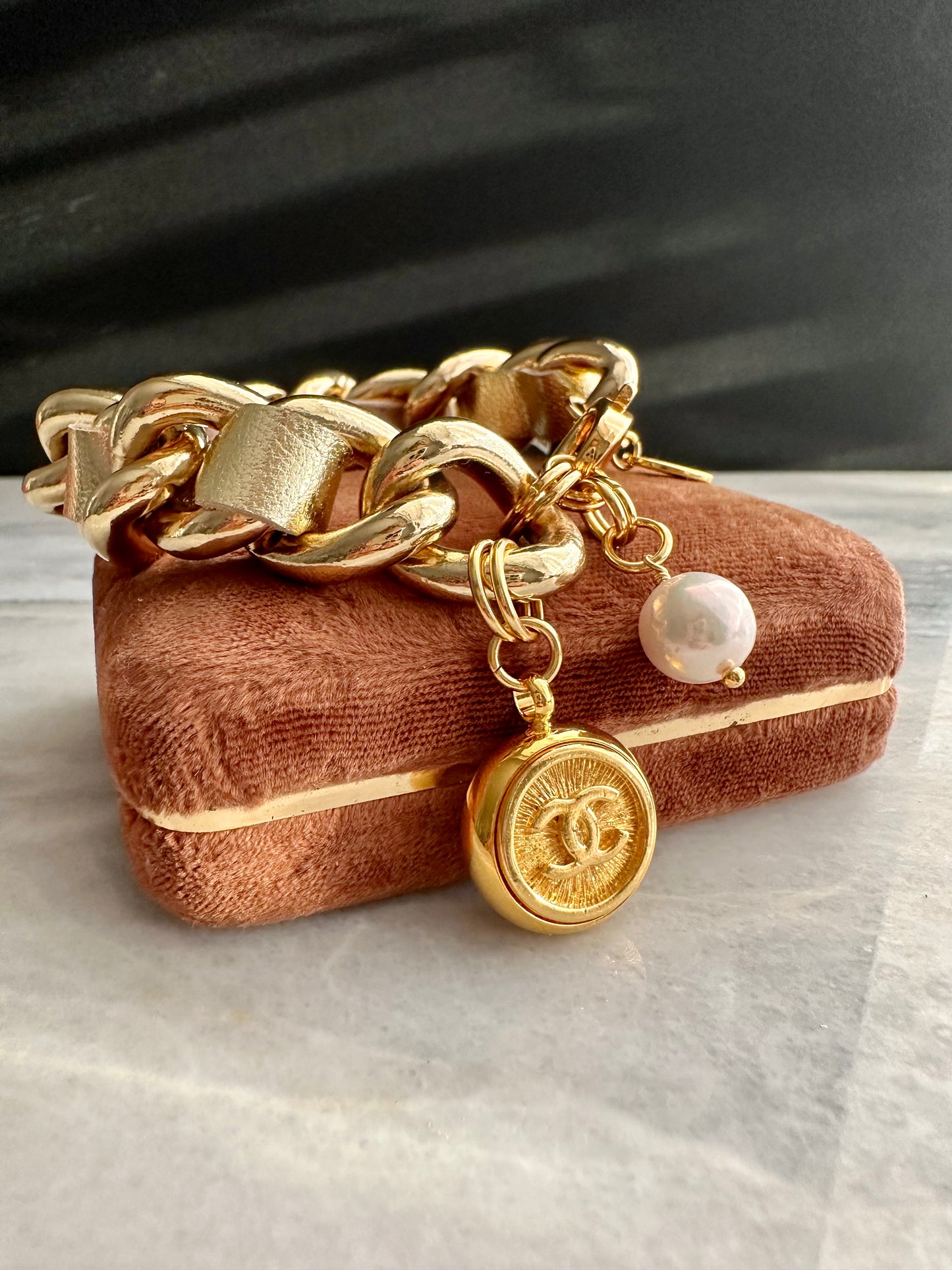 ✨ Gold Coco Authentic Reworked button bracelet