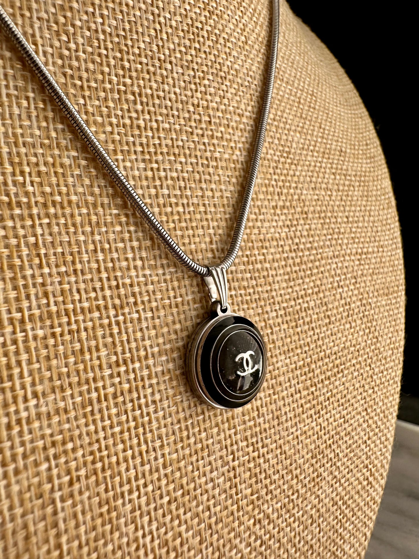 Authentic Reworked silver Button Necklace