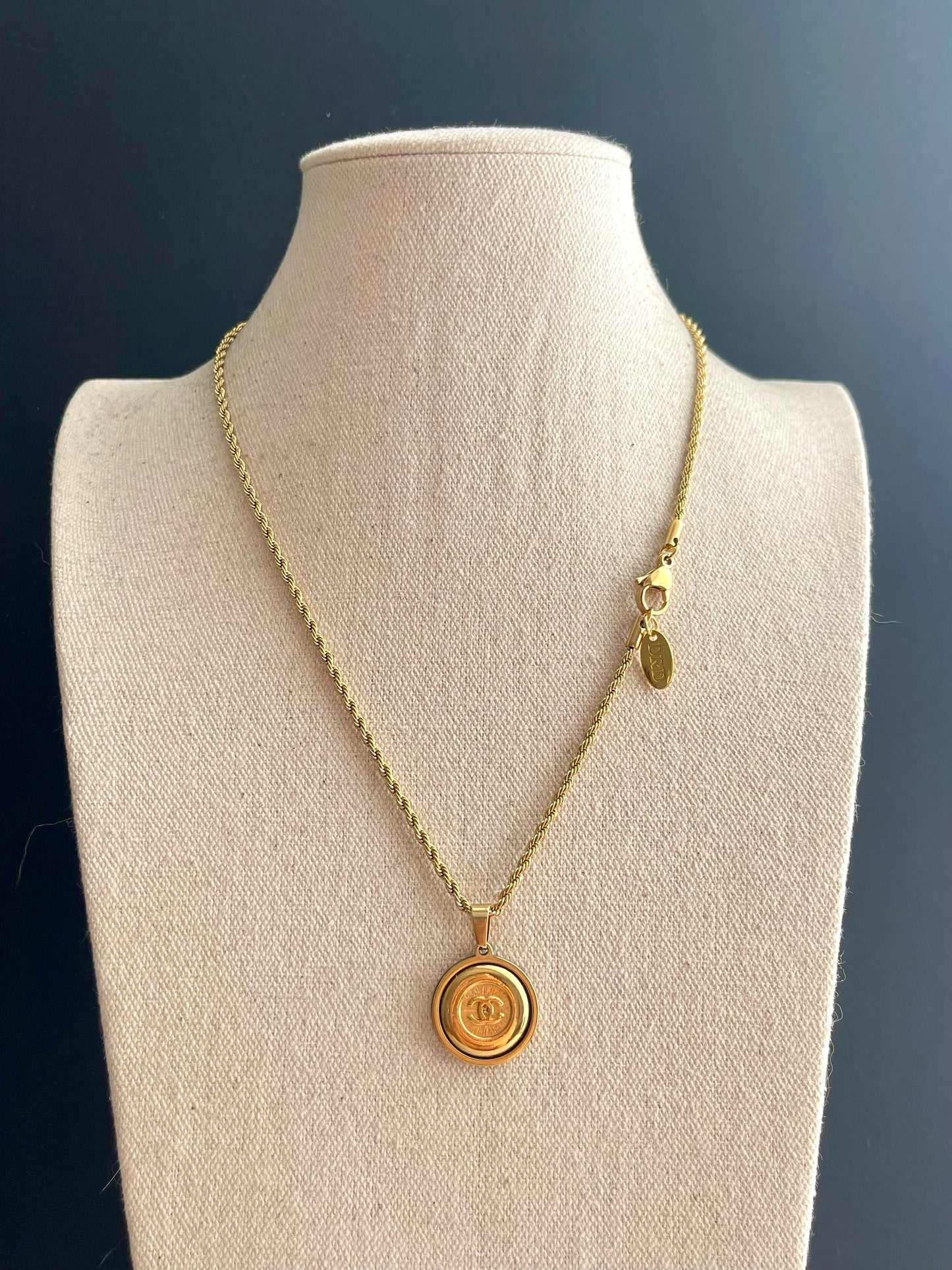 Vintage Authentic reworked Gold button Necklace