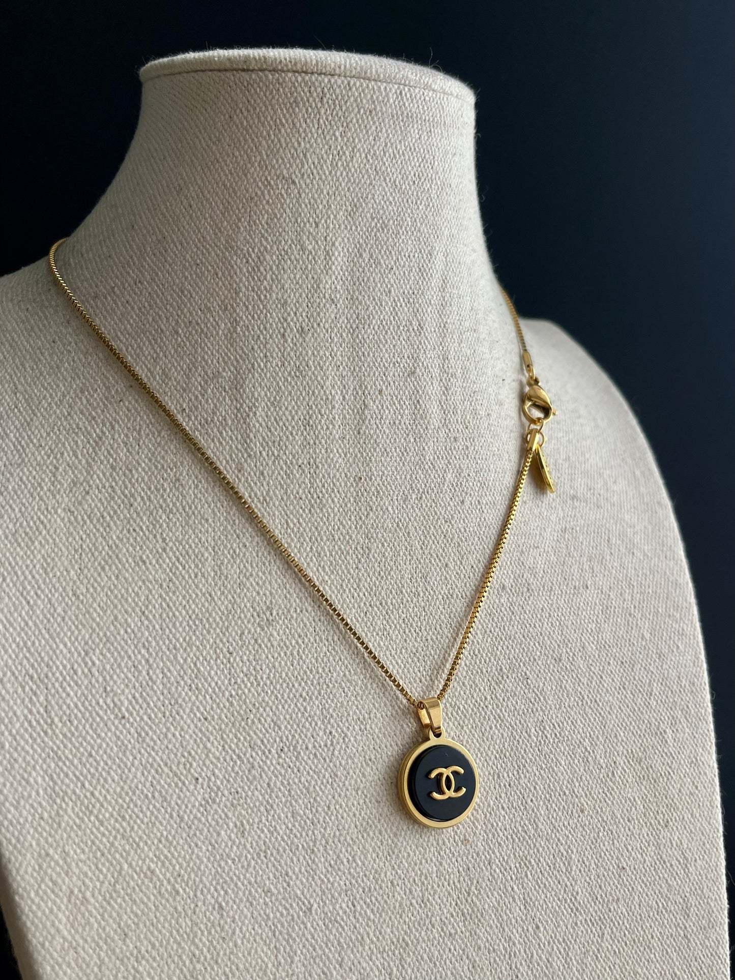 Small Vintage Authentic reworked Gold button Necklace