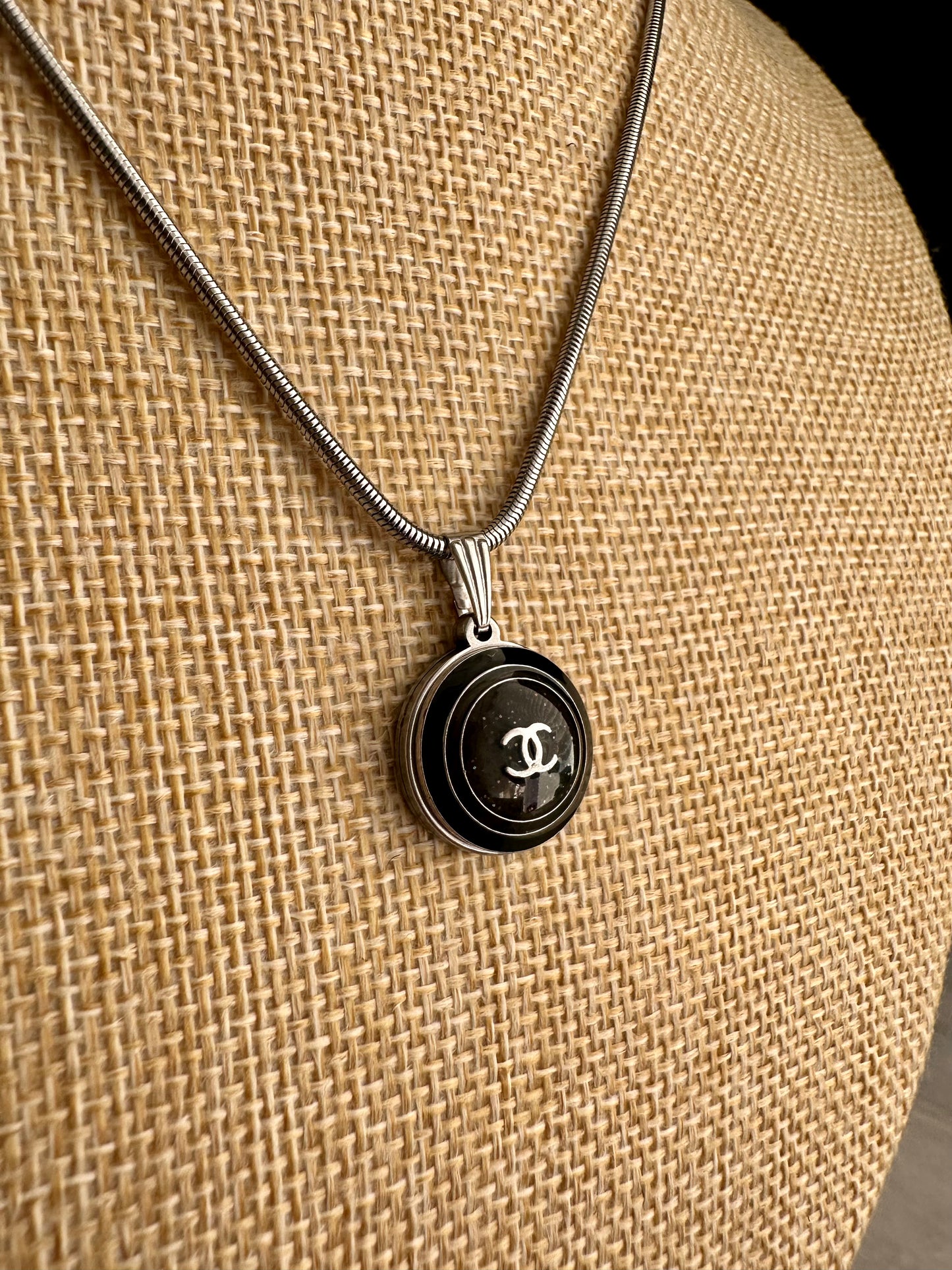 Authentic Reworked silver Button Necklace