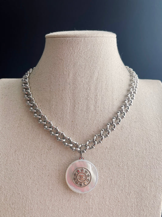 MOTHER OF PEARL One of a kind Authentic Reworked button necklace