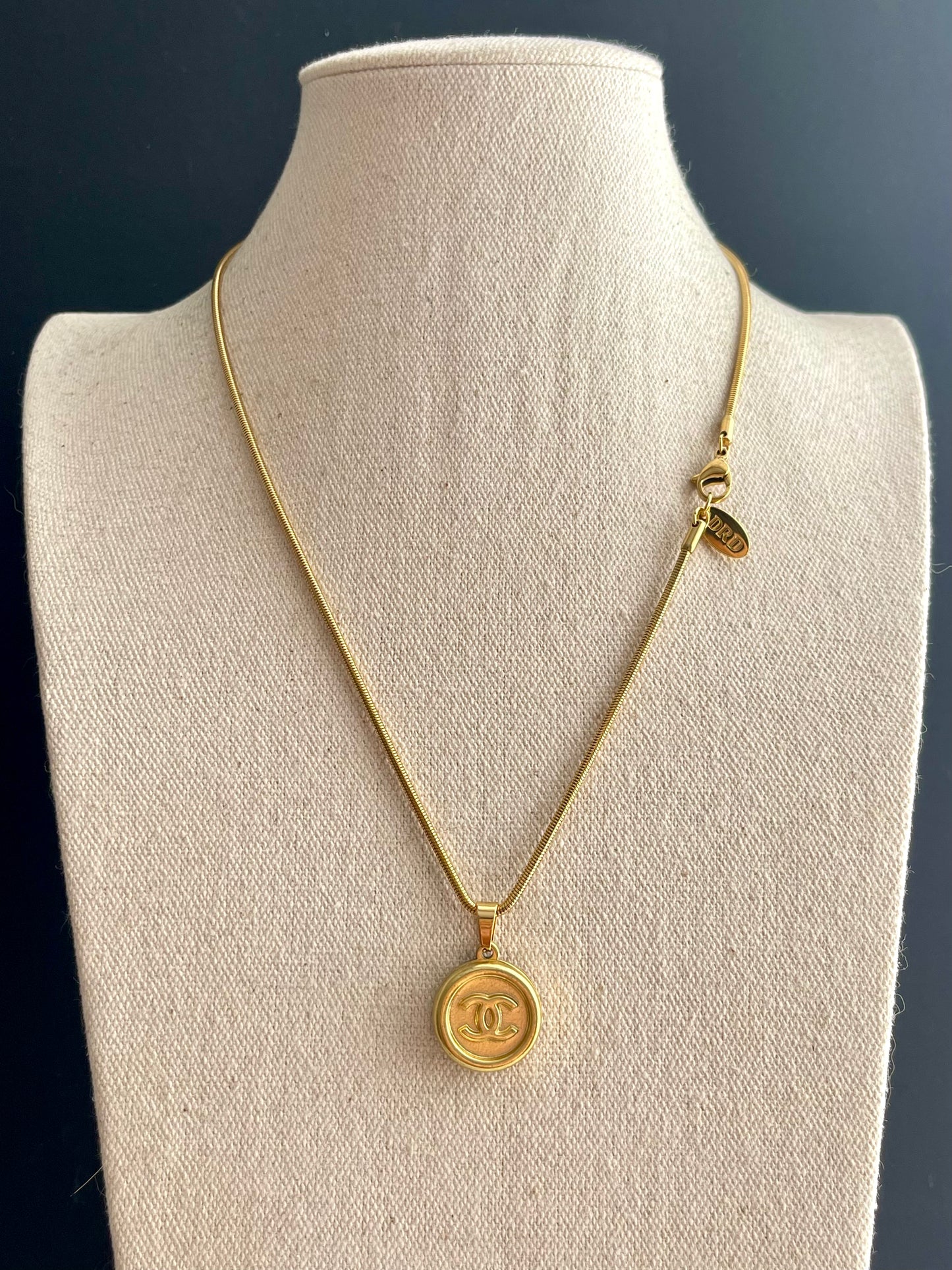 Vintage Authentic reworked Gold button Necklace