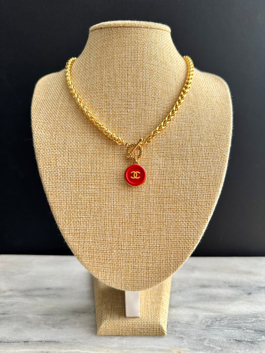 ❤️ reworked red button necklace