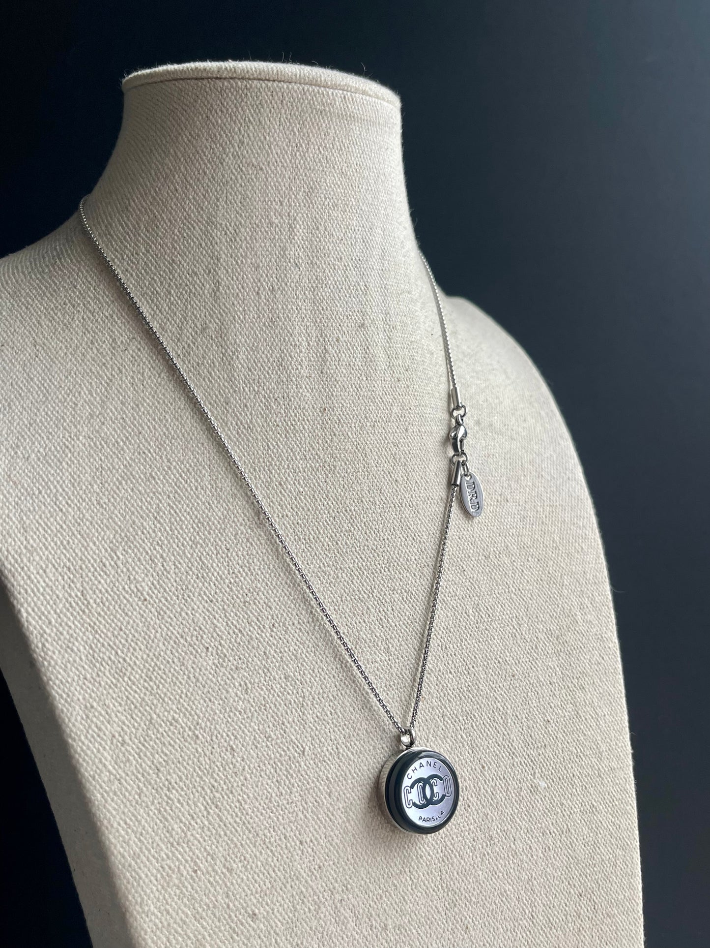 Authentic Reworked silver Button Necklace