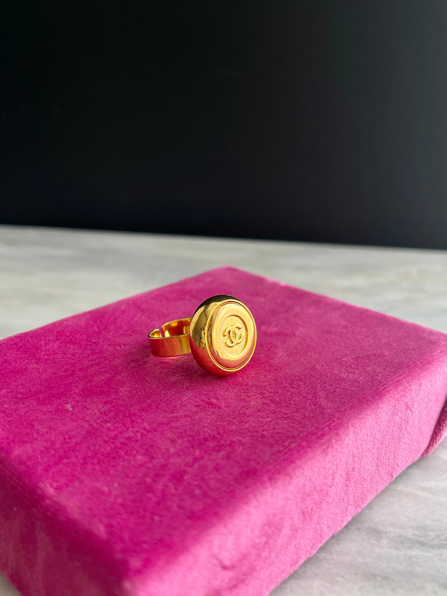 Vintage reworked button gold ring