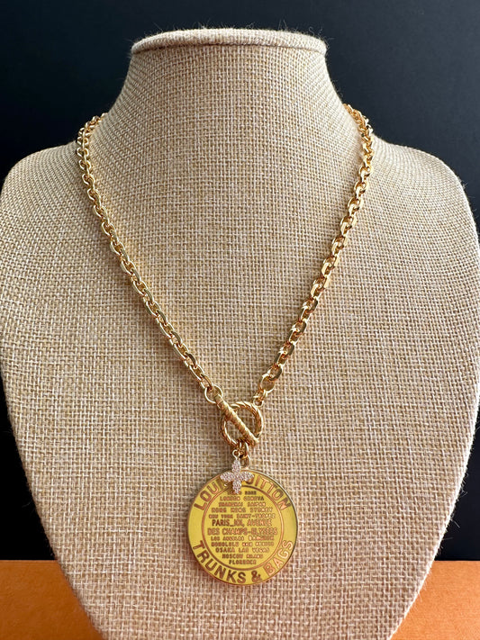 Yellow Huge Louis Vuitton TRUNK Authentic gold reworked Louis Vuitton Necklace - VERY rare!