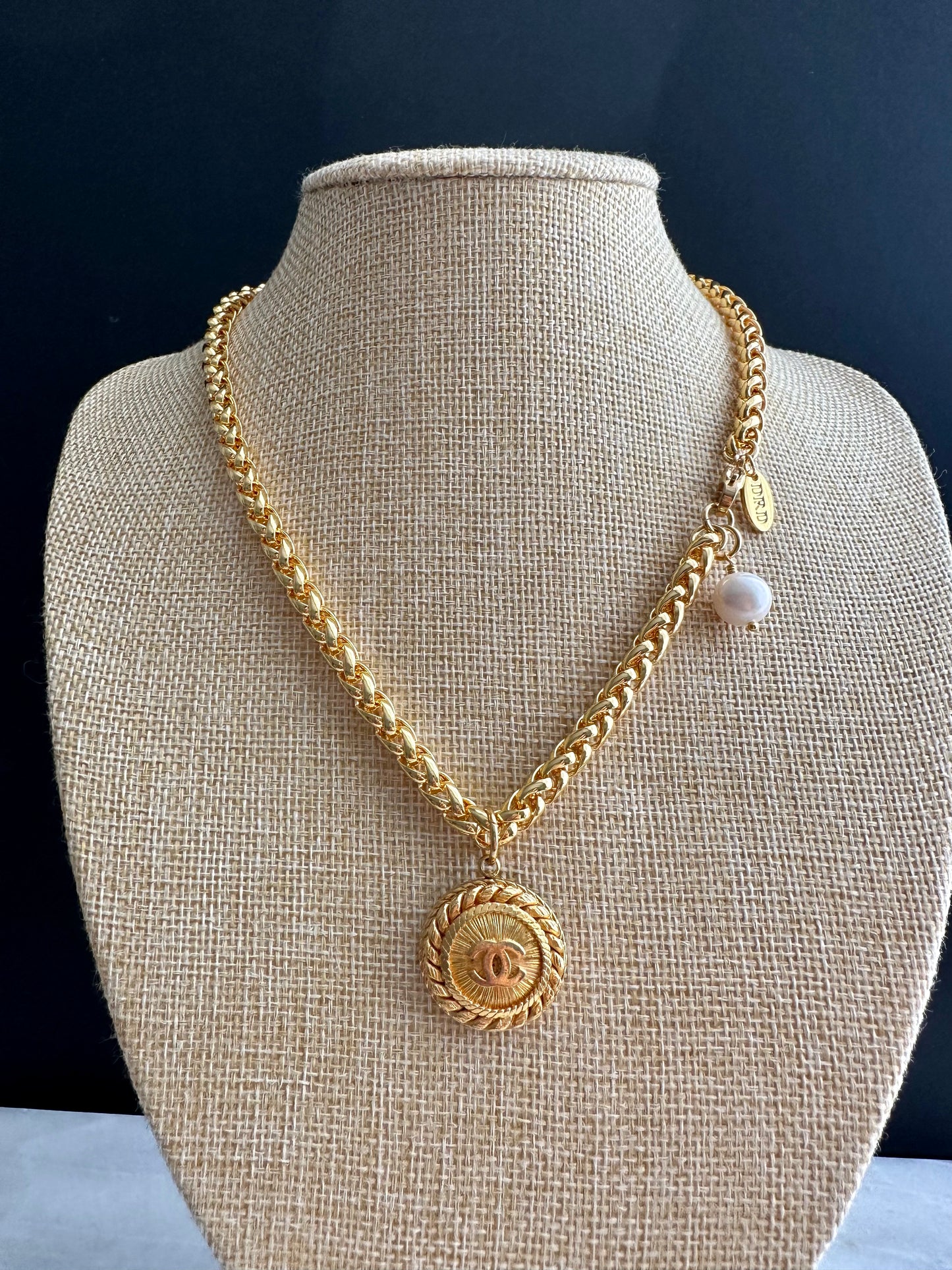 SUPER RARE Large Vintage Authentic reworked Gold button Necklace