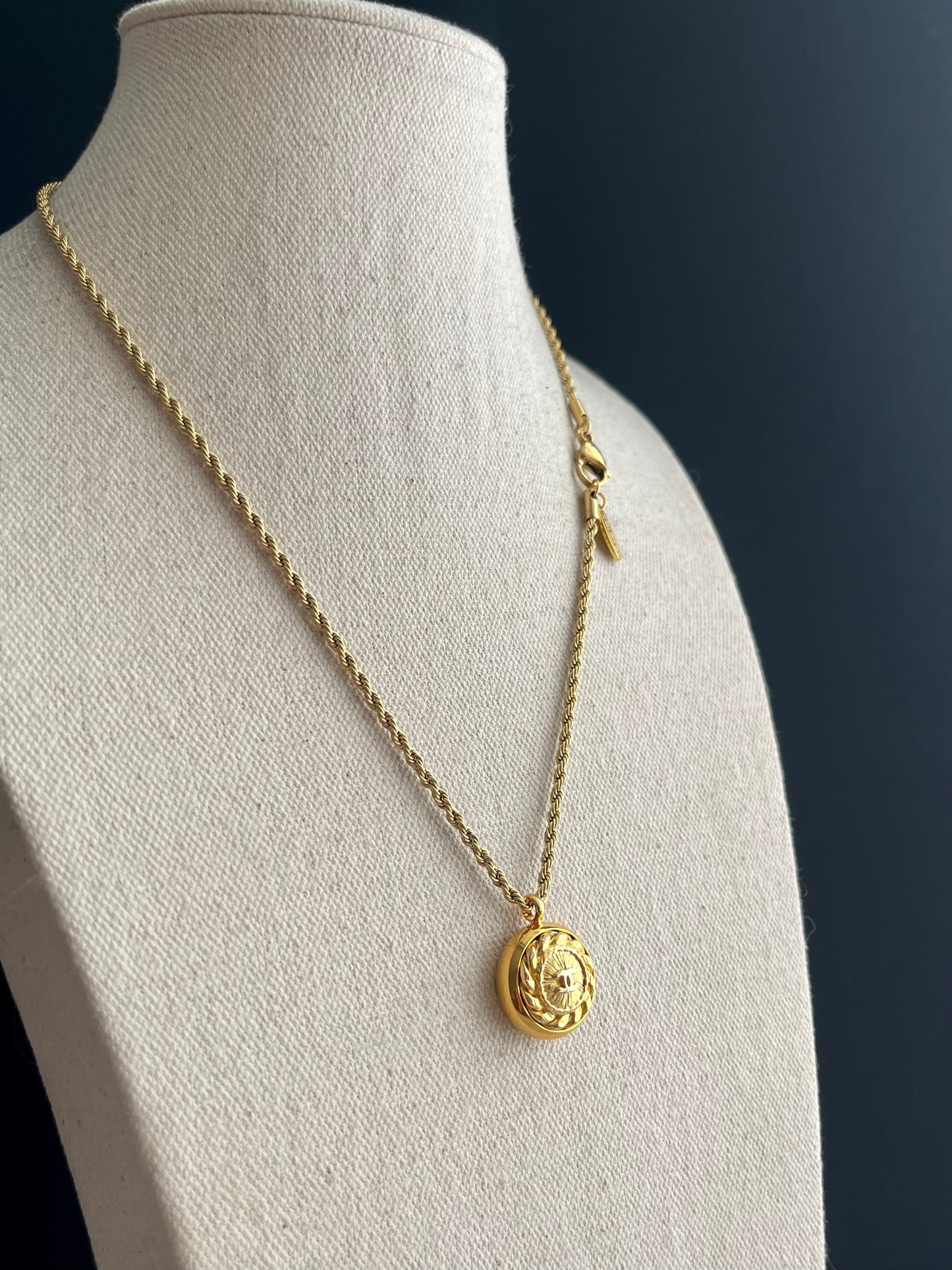 Vintage Authentic reworked Gold button Necklace