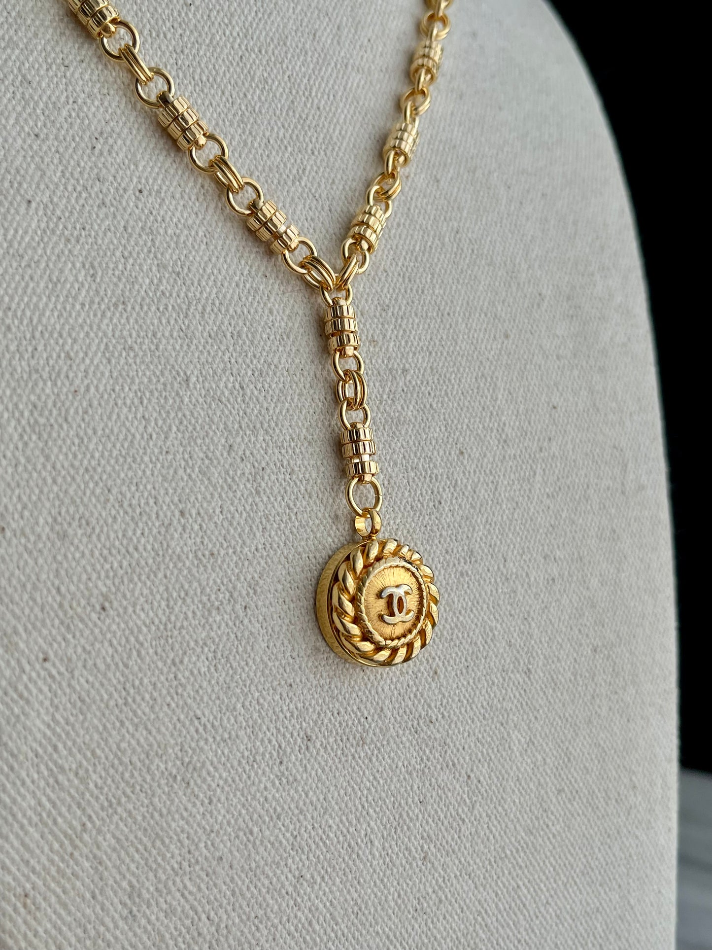 Vintage Authentic reworked Gold button Necklace