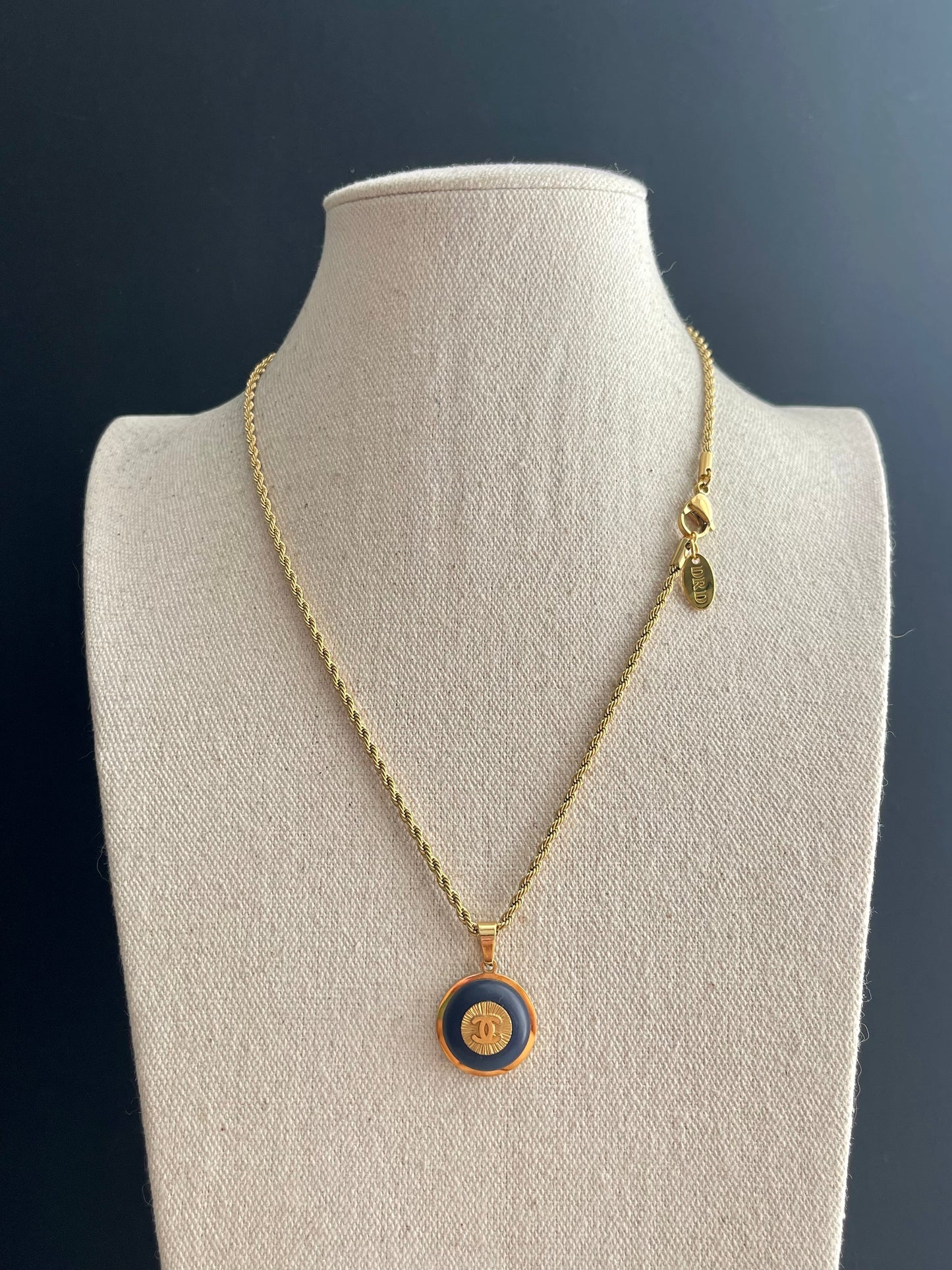 Vintage Authentic reworked Gold button Necklace