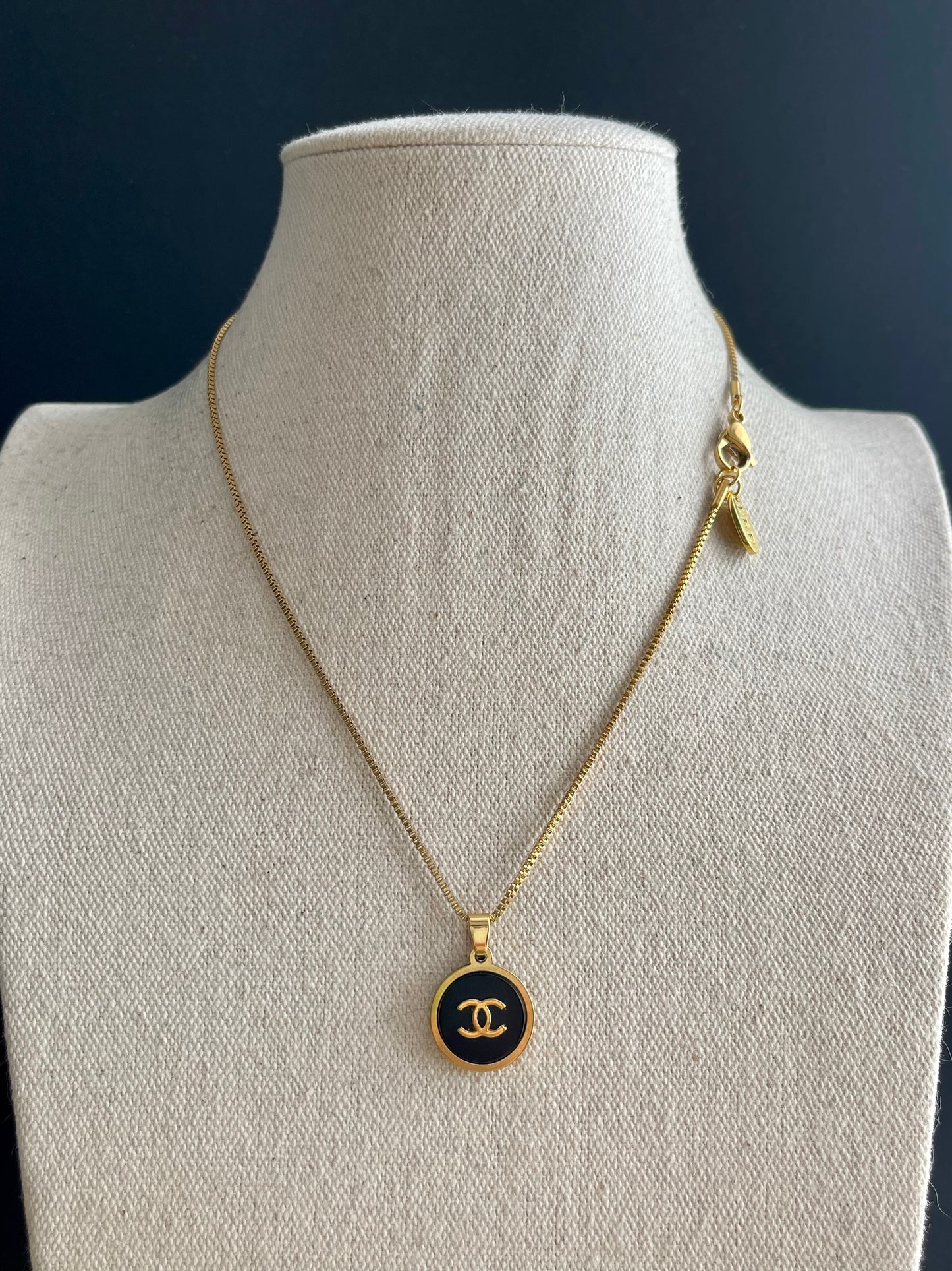 Small Vintage Authentic reworked Gold button Necklace