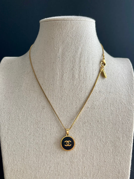 Small Vintage Authentic reworked Gold button Necklace