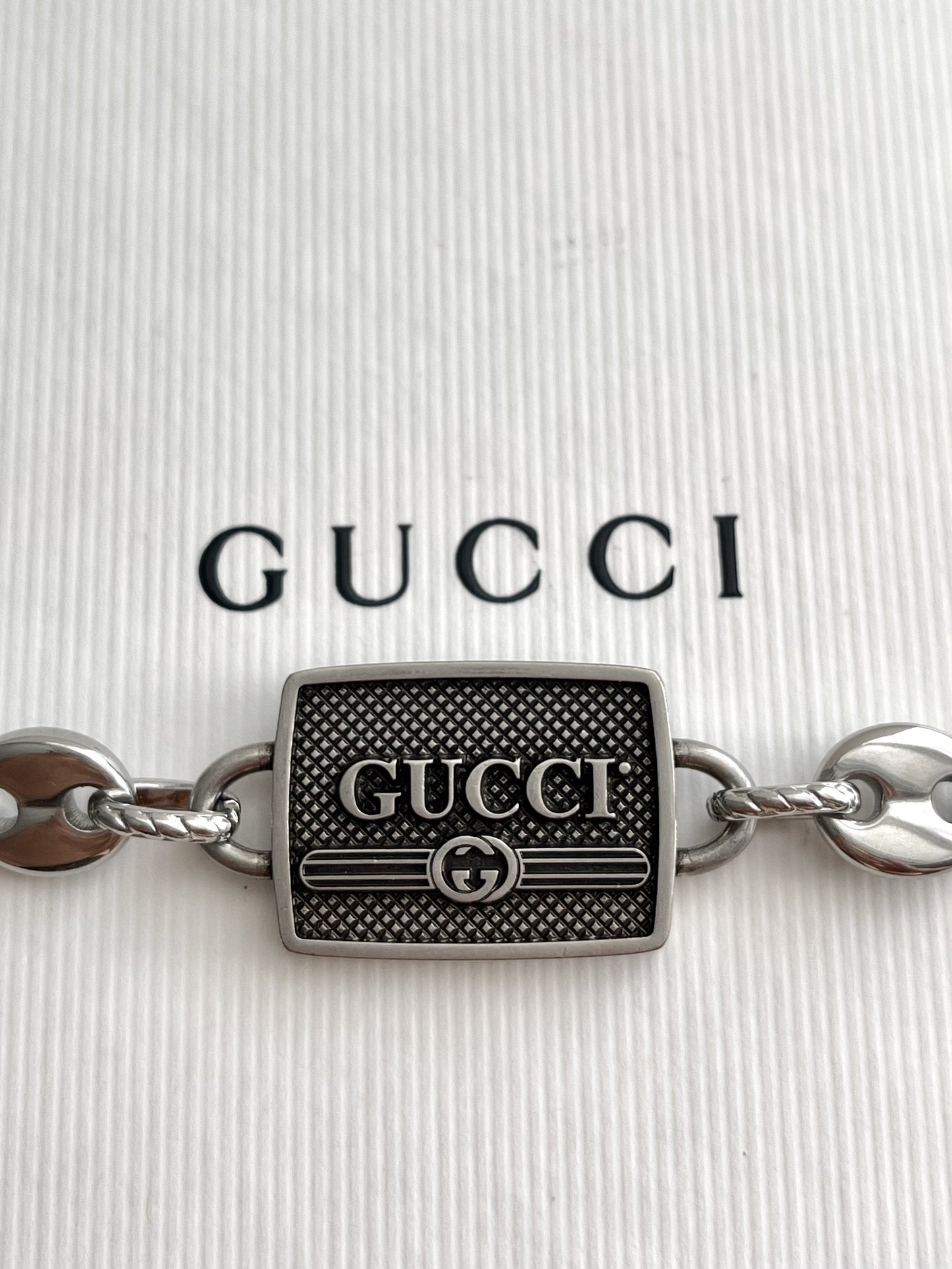 Antique Silver Gucci charm chain necklace • high quality intricate chain