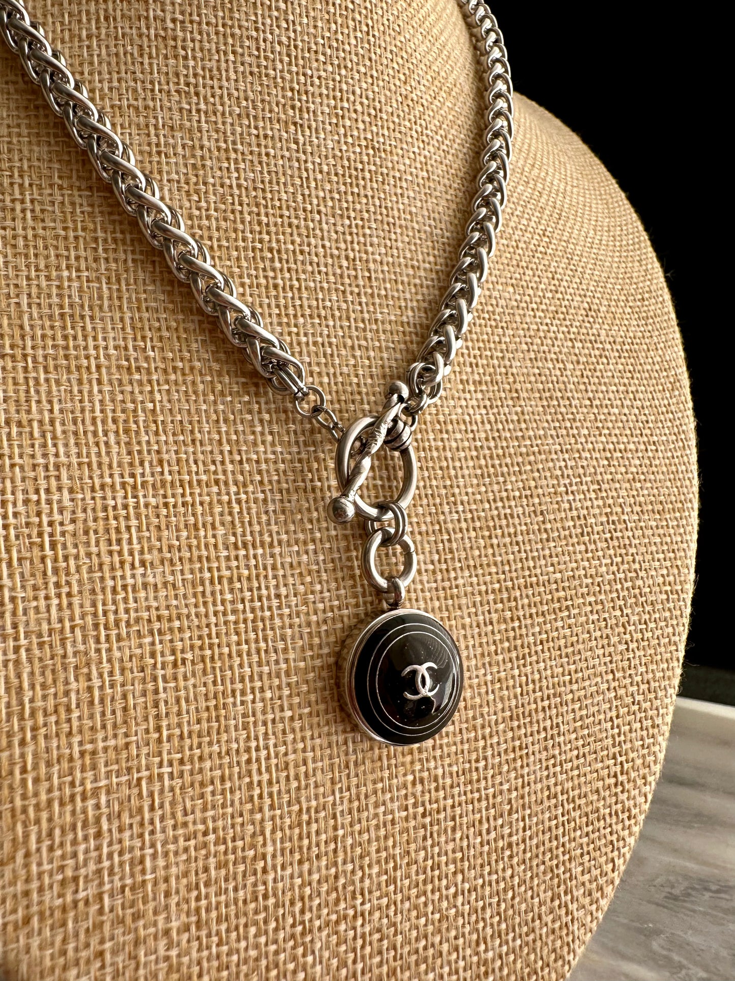 Authentic Reworked silver Button Necklace