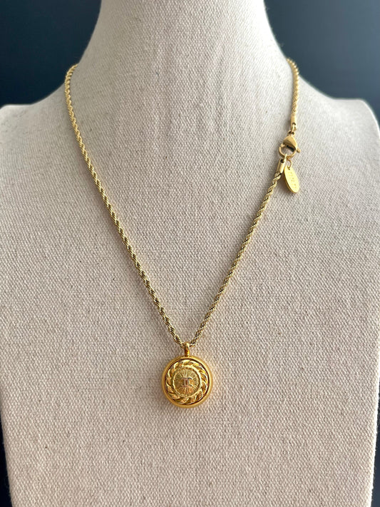 Vintage Authentic reworked Gold button Necklace