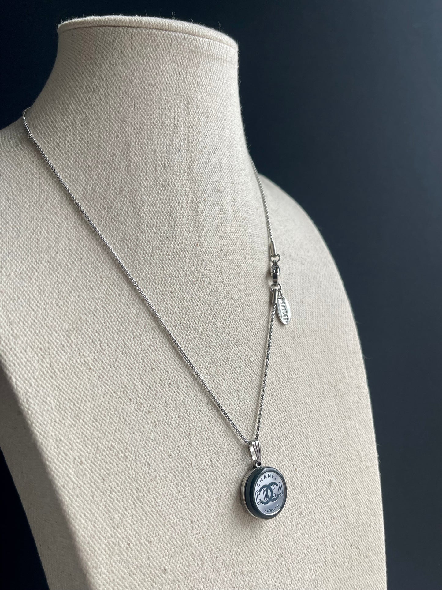 Authentic Reworked silver Button Necklace