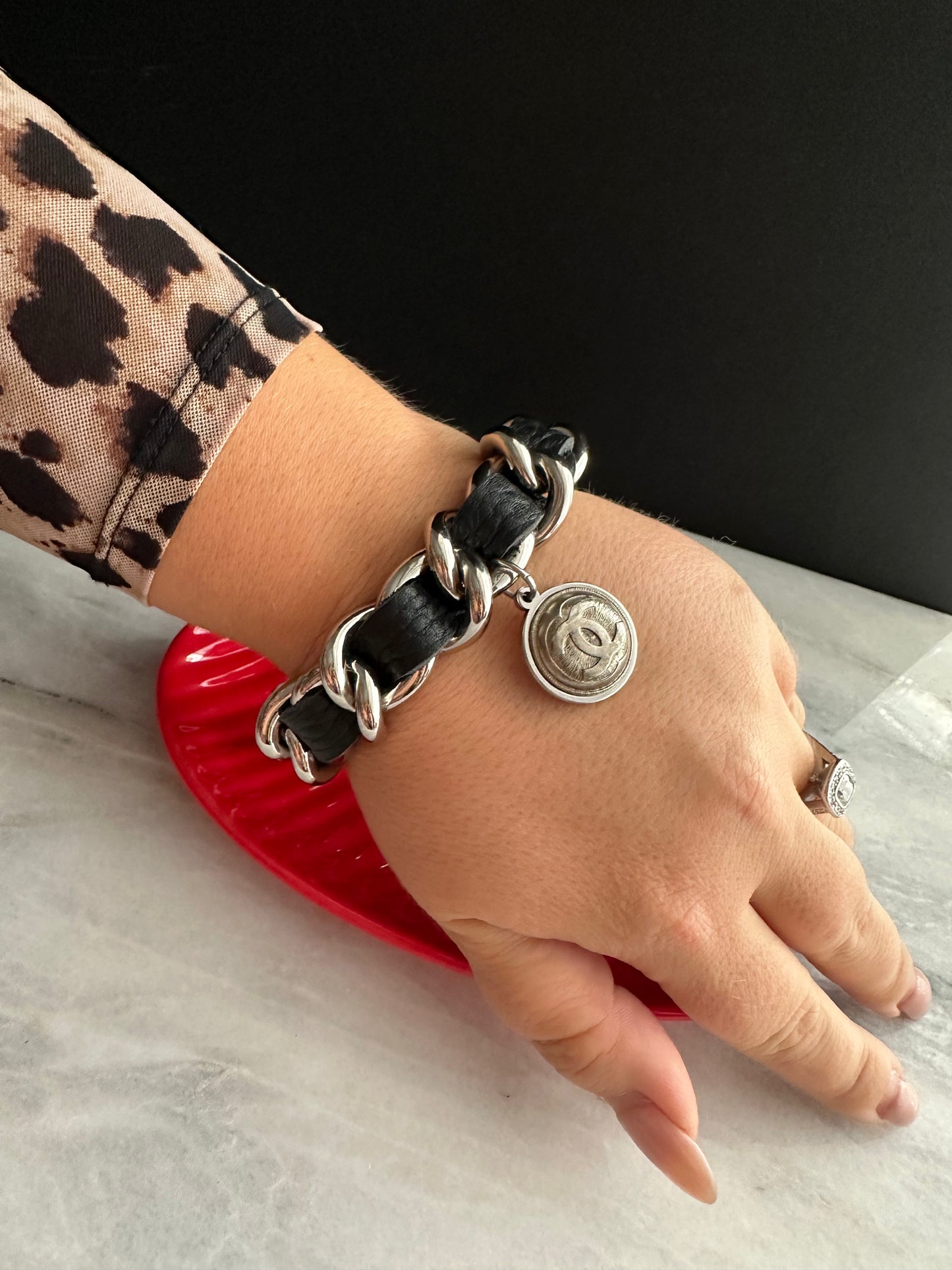 🖤Black Coco Authentic Reworked button bracelet