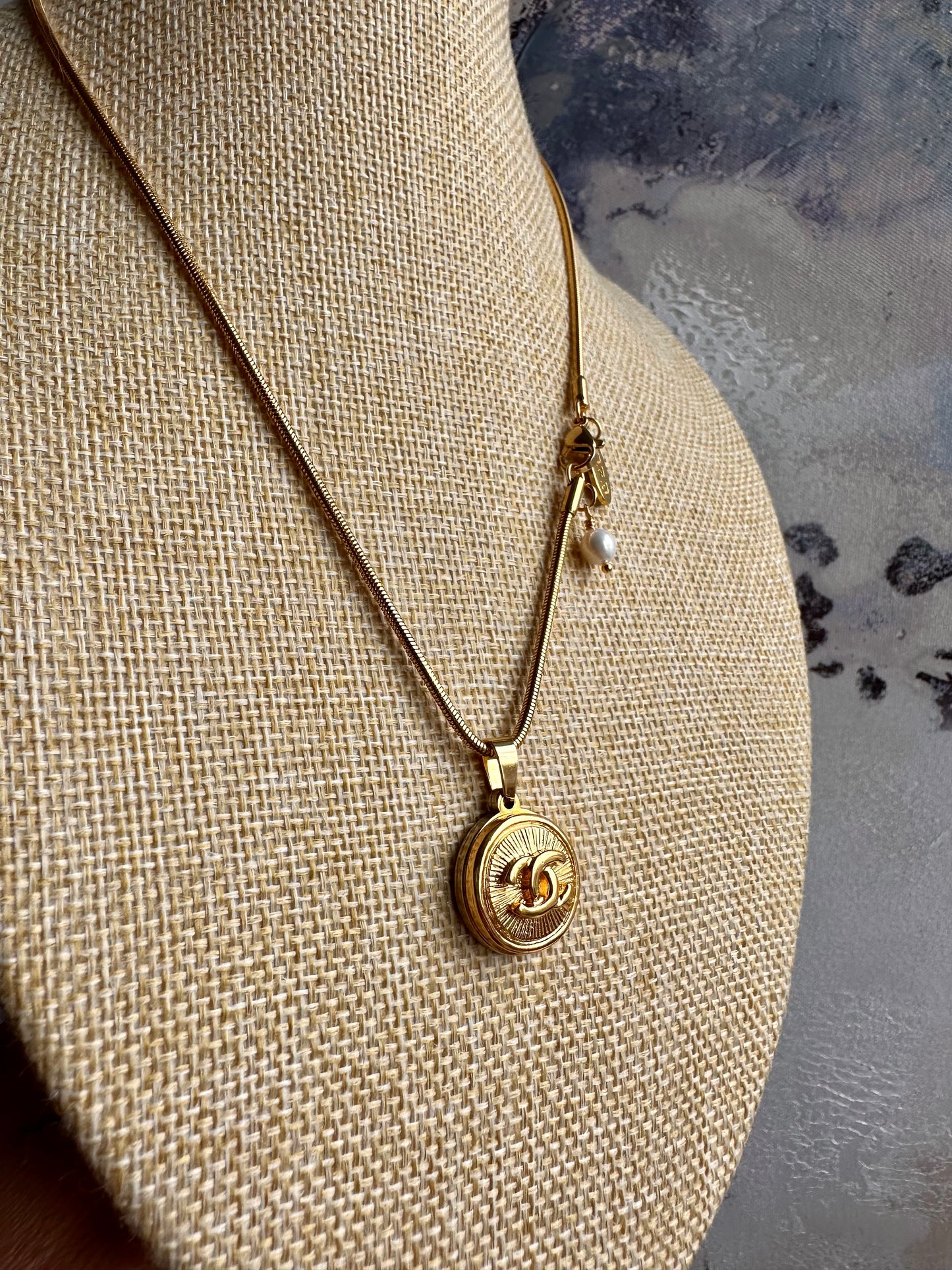 Vintage Authentic reworked Gold button Necklace