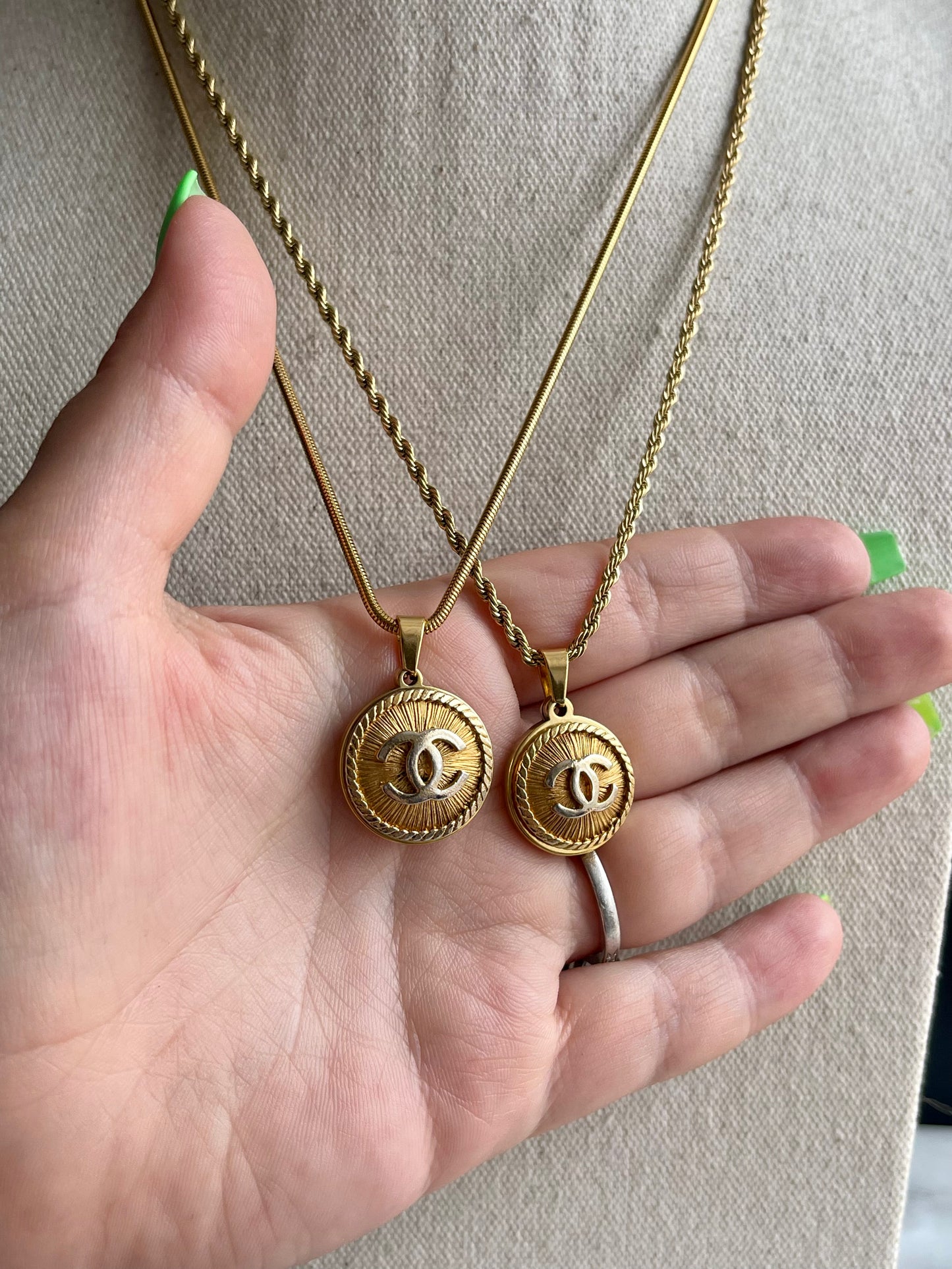 Vintage Authentic reworked Gold button Necklace