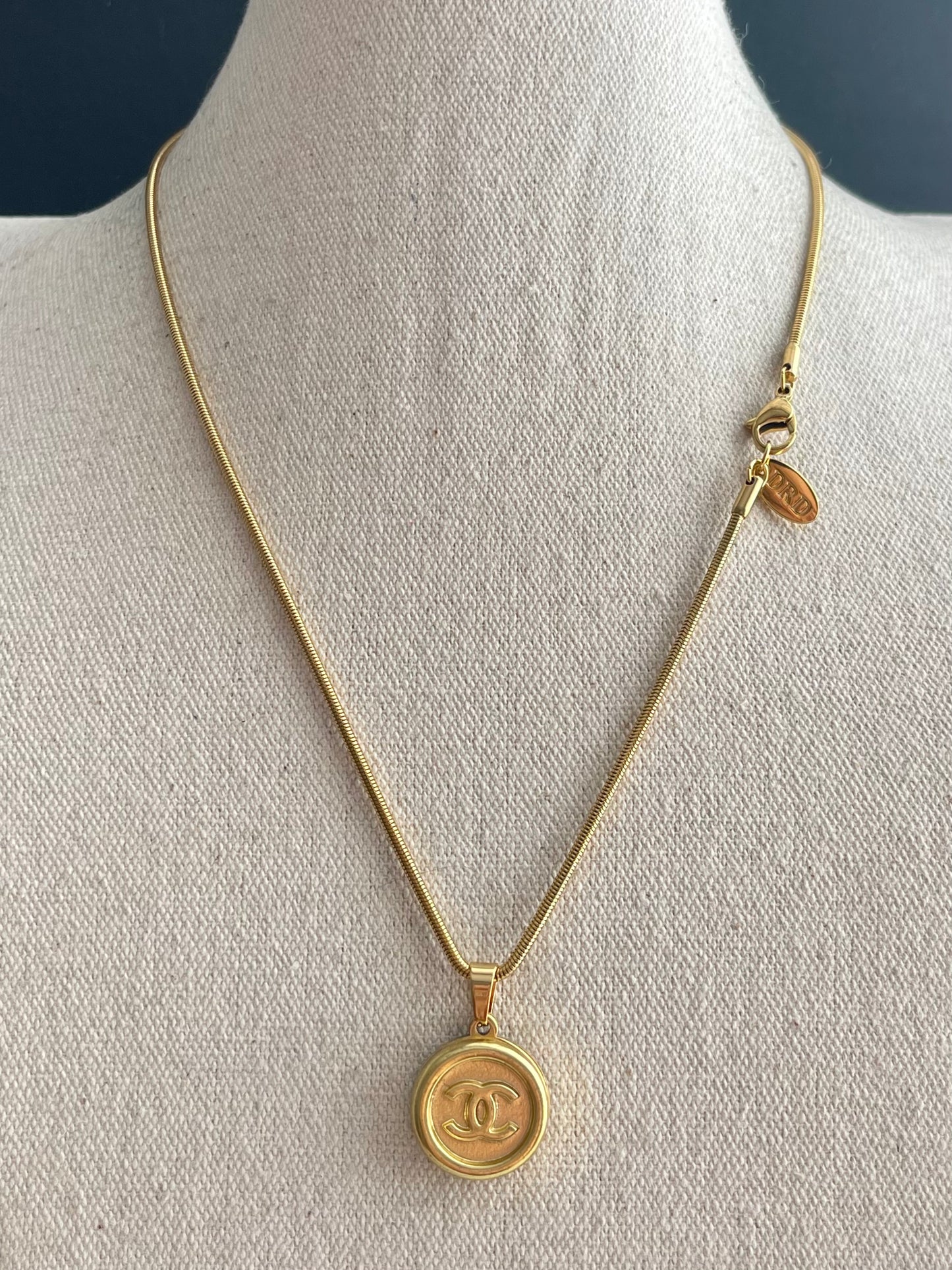 Vintage Authentic reworked Gold button Necklace