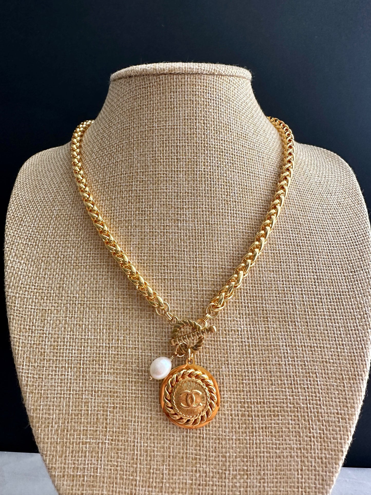 SUPER RARE Vintage Authentic reworked Gold button Necklace