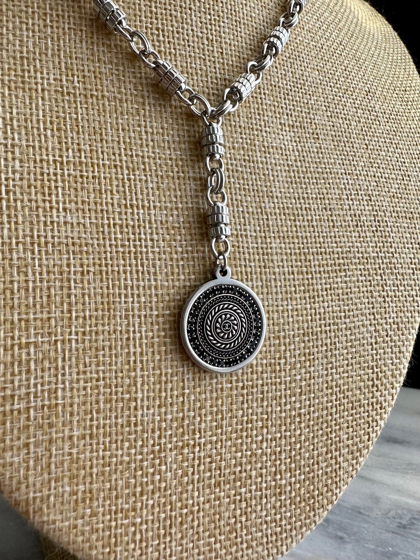 Authentic Reworked silver Button Necklace