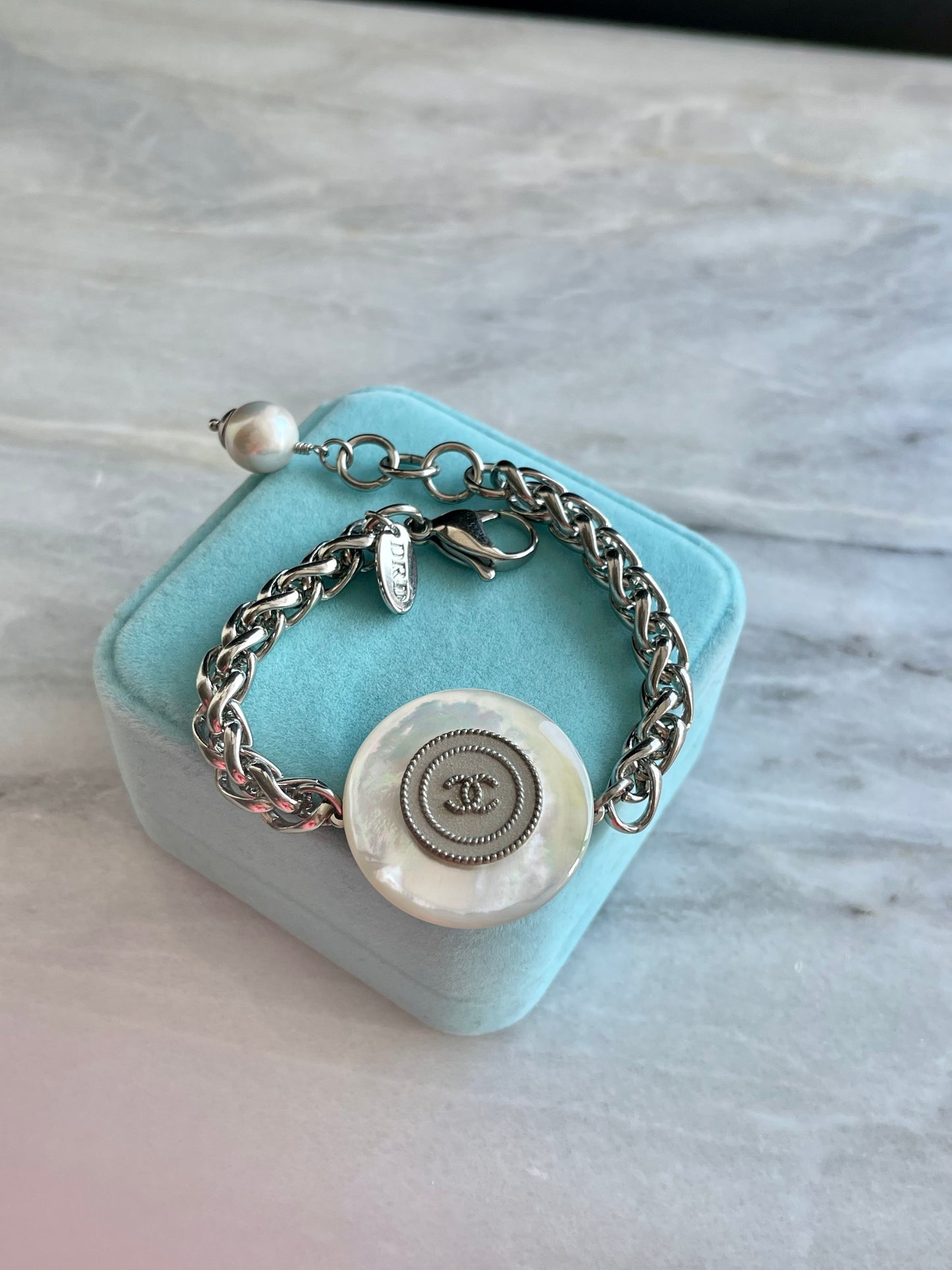 Unique MOTHER OF PEARL Authentic Reworked button bracelet