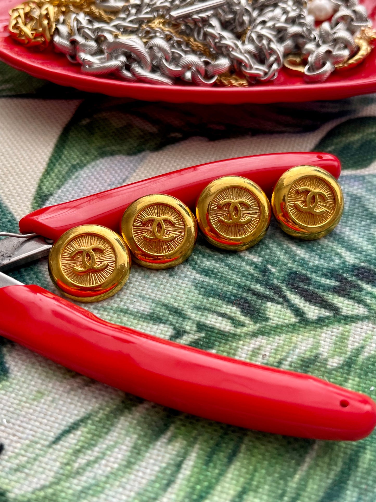 Vintage Authentic reworked Gold button Necklace