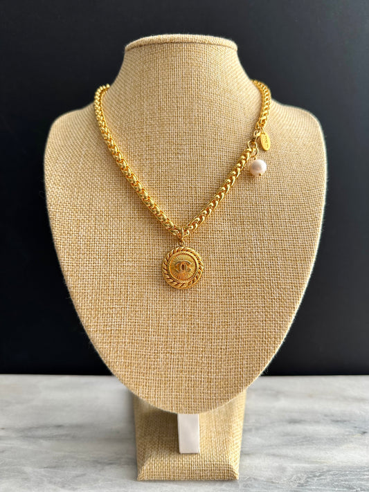 SUPER RARE Large Vintage Authentic reworked Gold button Necklace