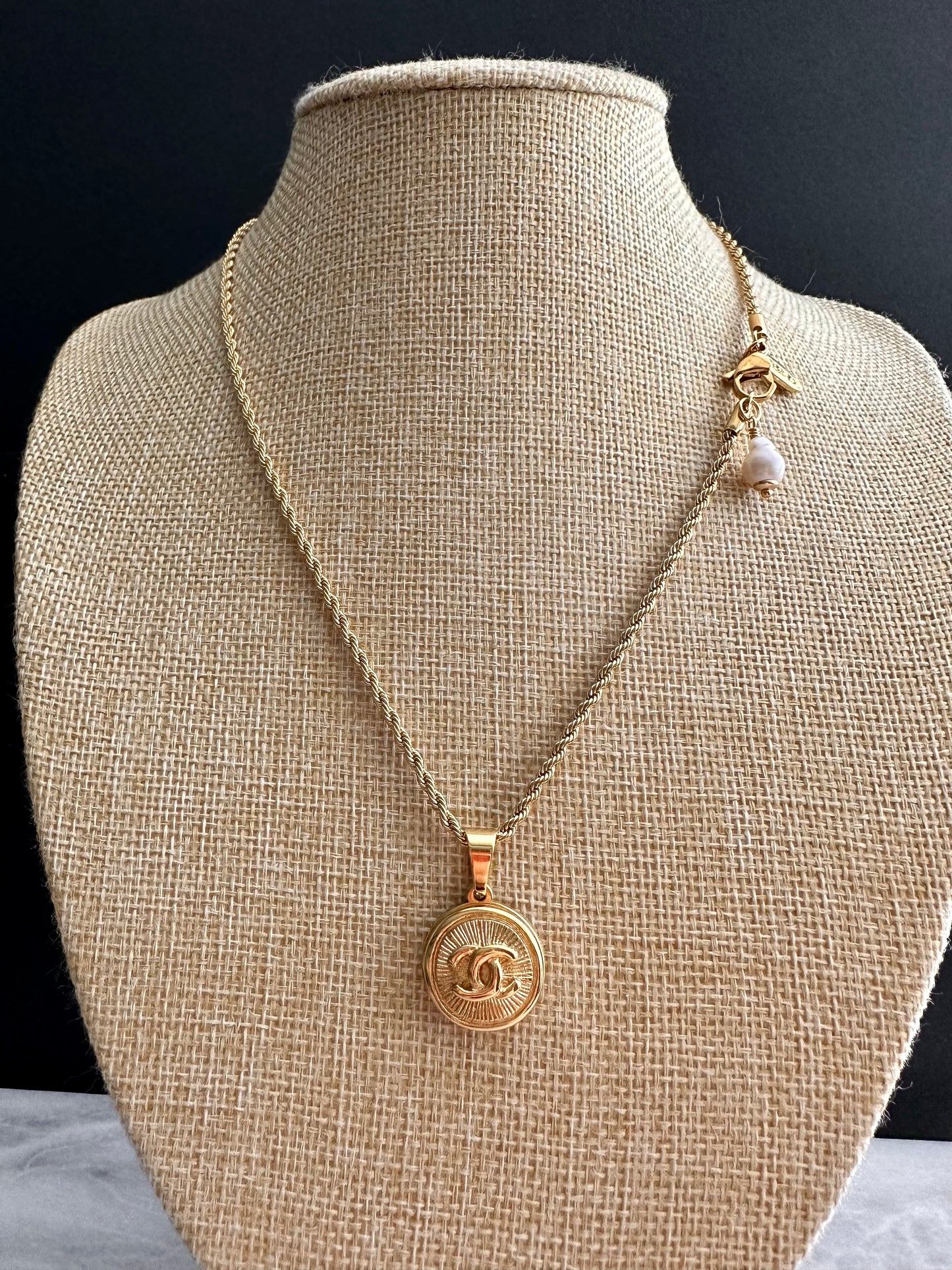 Vintage Authentic reworked Gold button Necklace