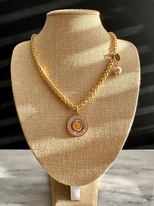 ✨SUPER RARE Large Vintage Authentic reworked Gold button Necklace