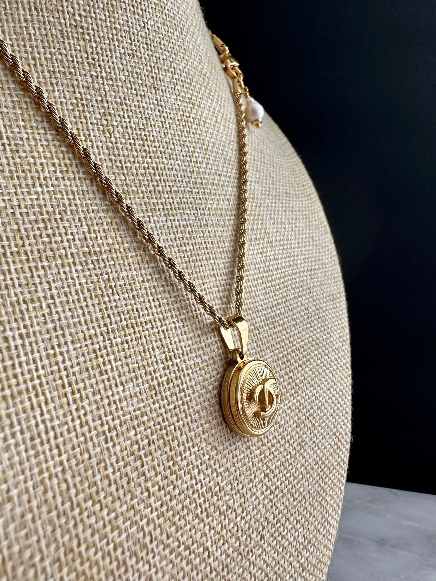 Vintage Authentic reworked Gold button Necklace