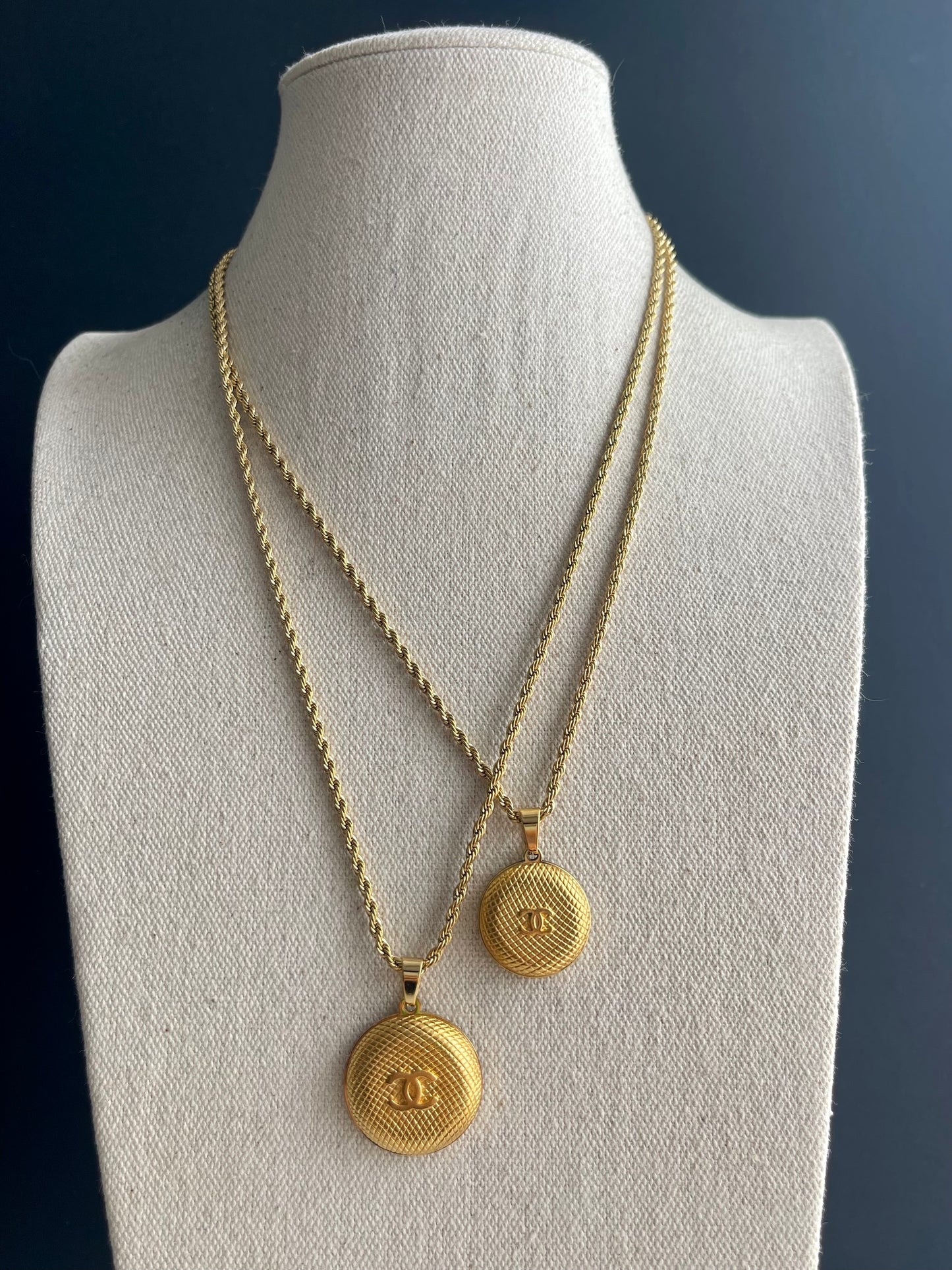 Vintage Authentic reworked Gold button Necklace