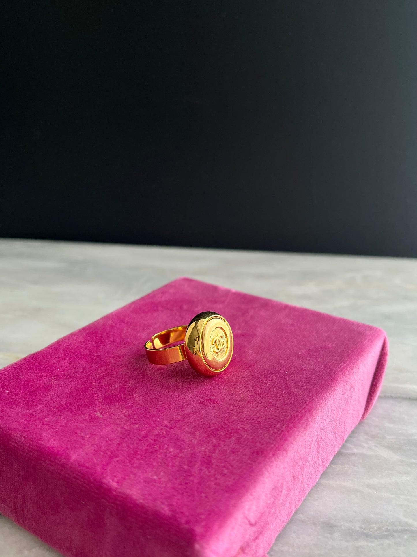 Vintage reworked button gold ring