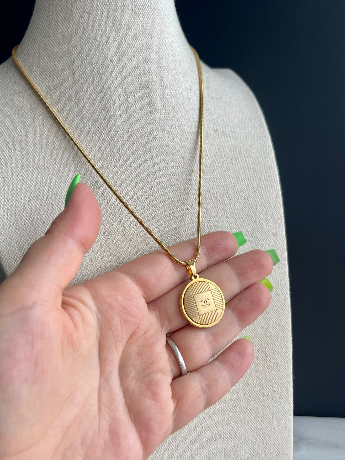 Vintage Authentic reworked Gold button Necklace