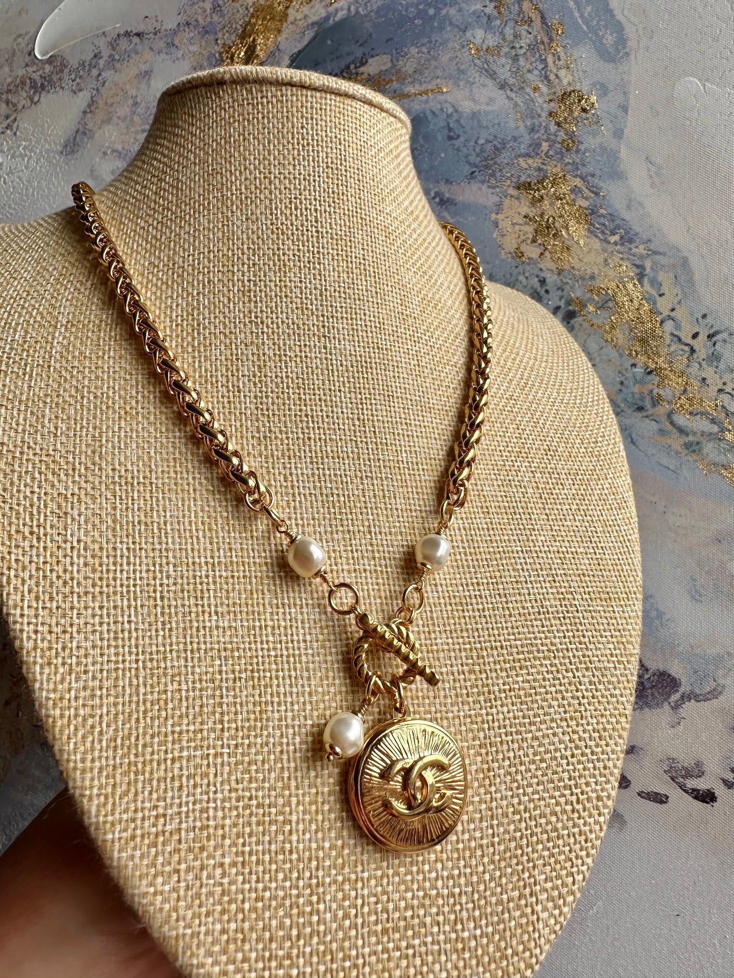 CUSTOM LISTING FOR NICOLA ✨ HUGE SUPER RARE Large Vintage Authentic reworked Gold button Necklace