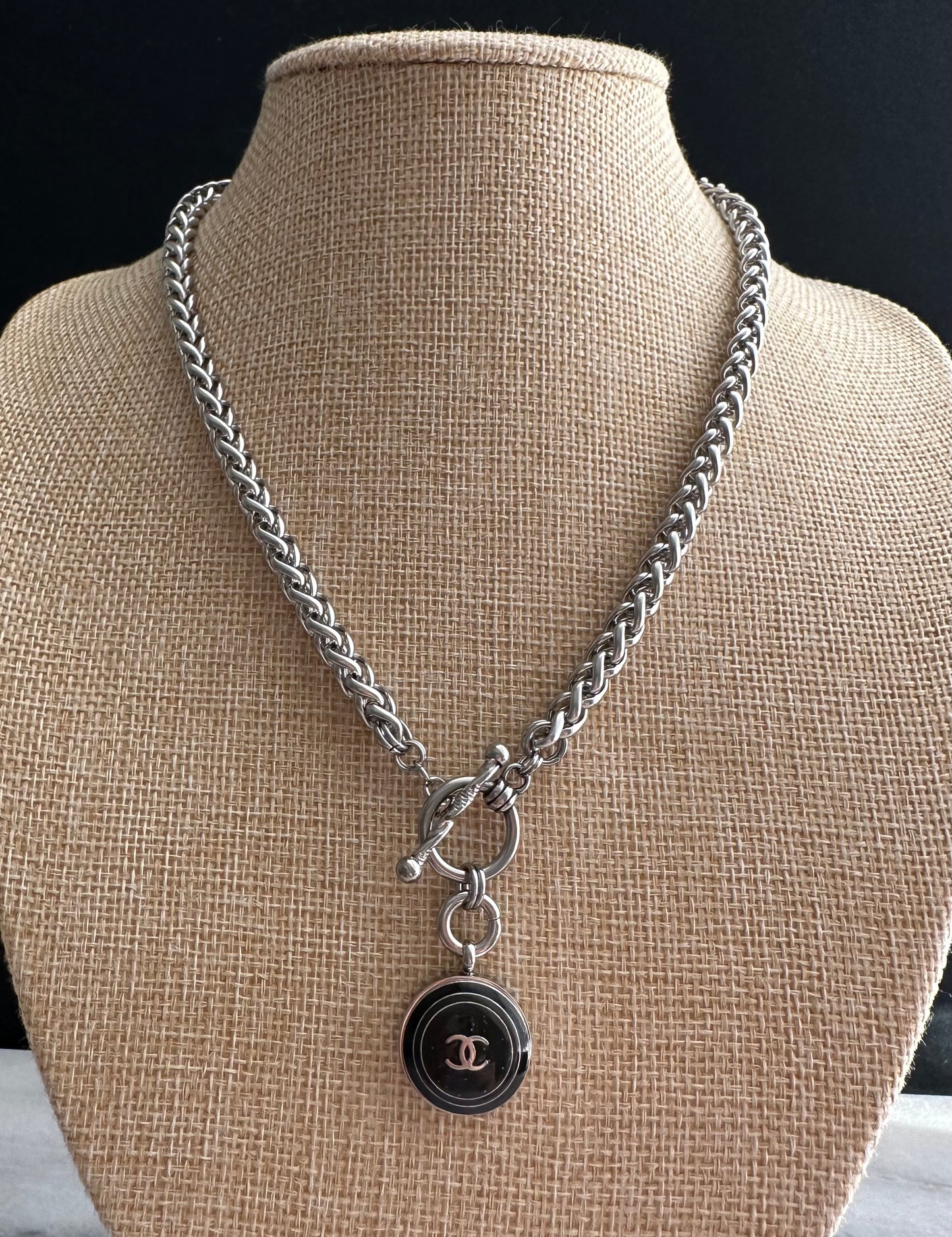 Authentic Reworked silver Button Necklace