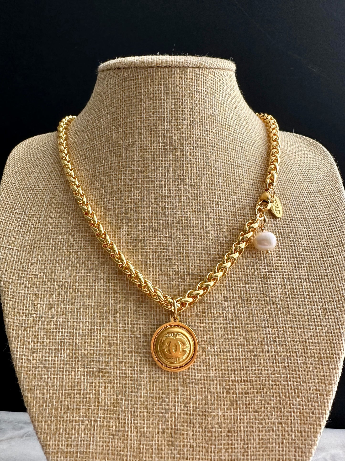 SUPER RARE Vintage Authentic reworked Gold button Necklace