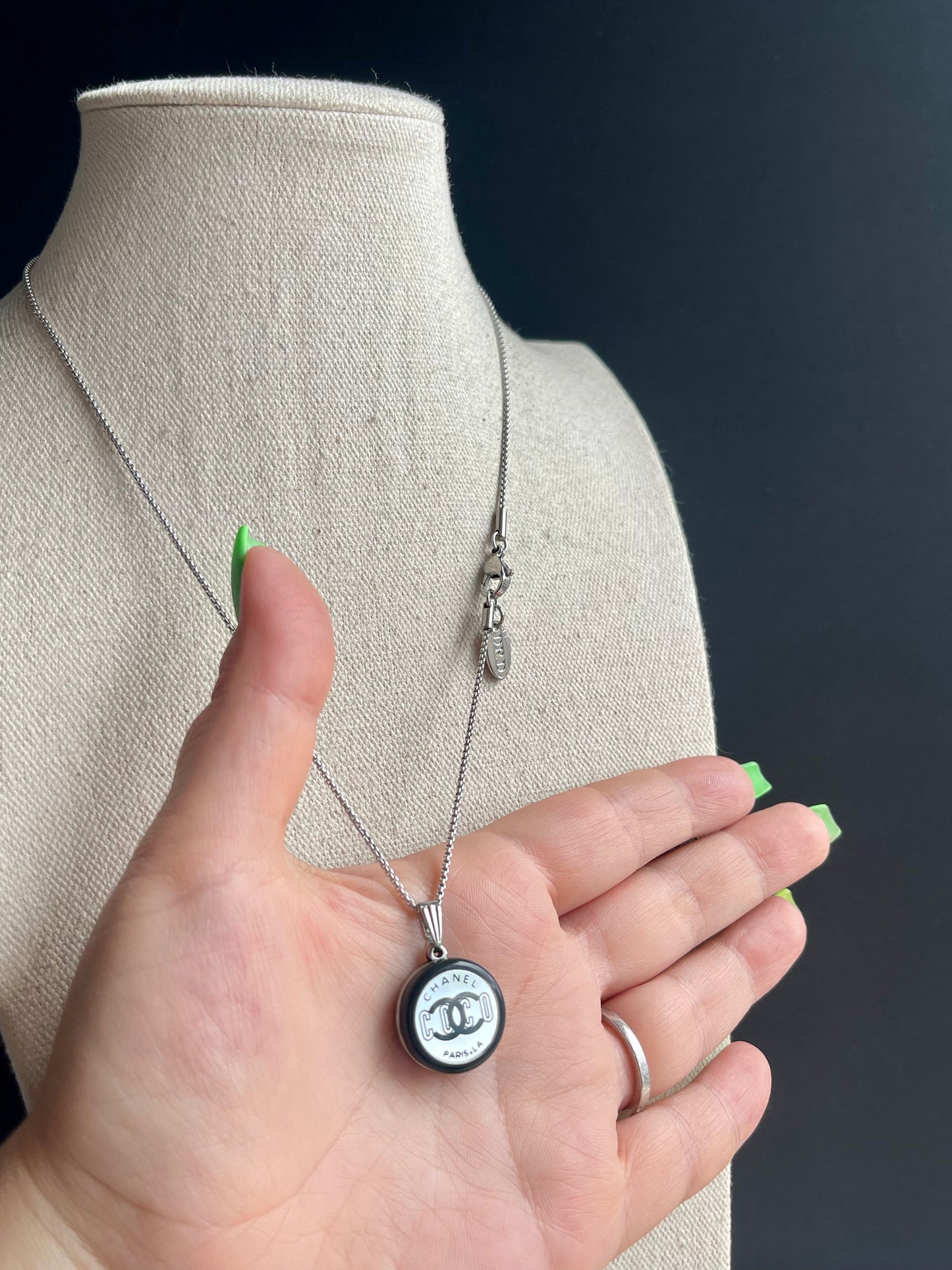 Authentic Reworked silver Button Necklace