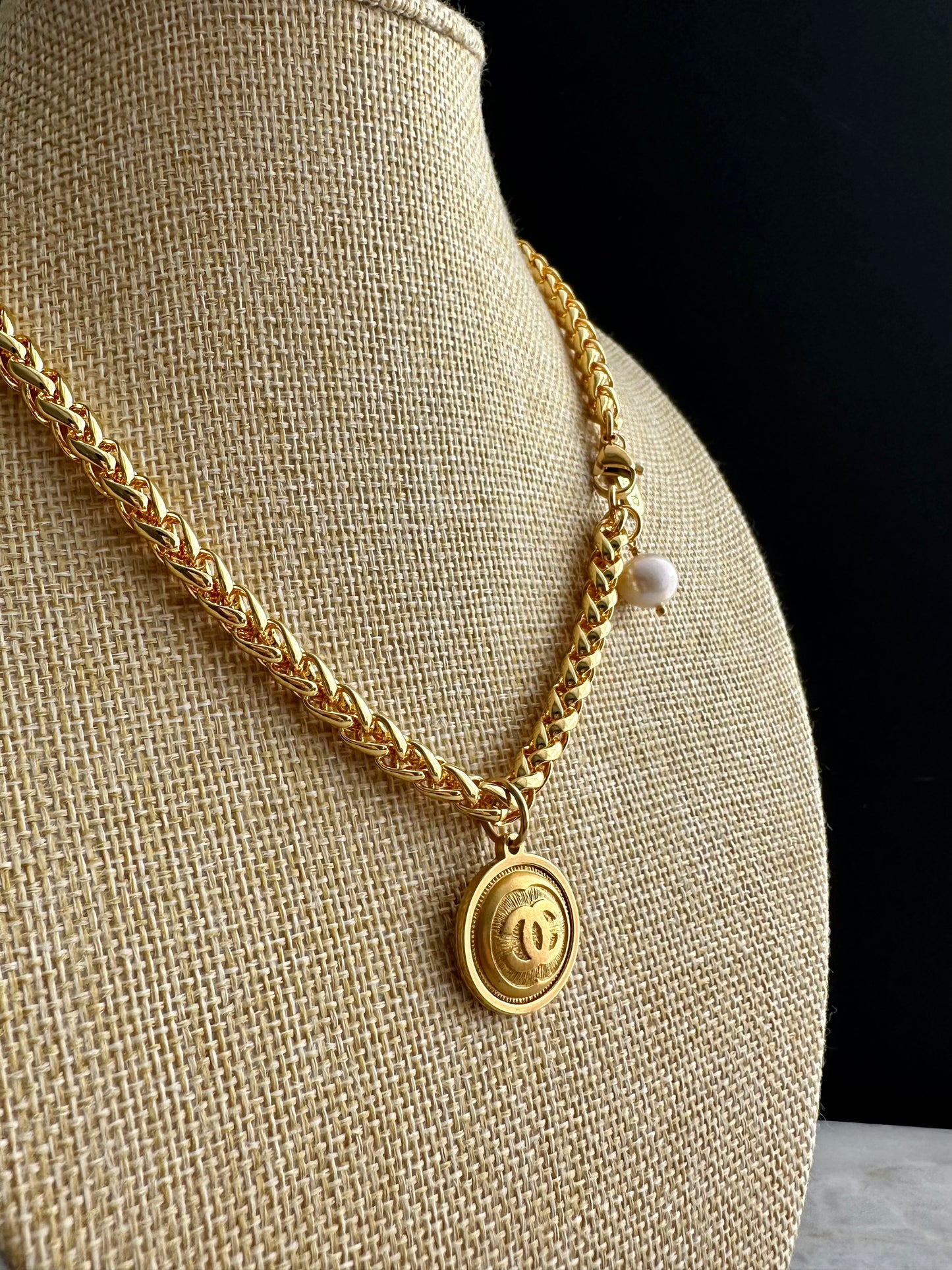 SUPER RARE Vintage Authentic reworked Gold button Necklace