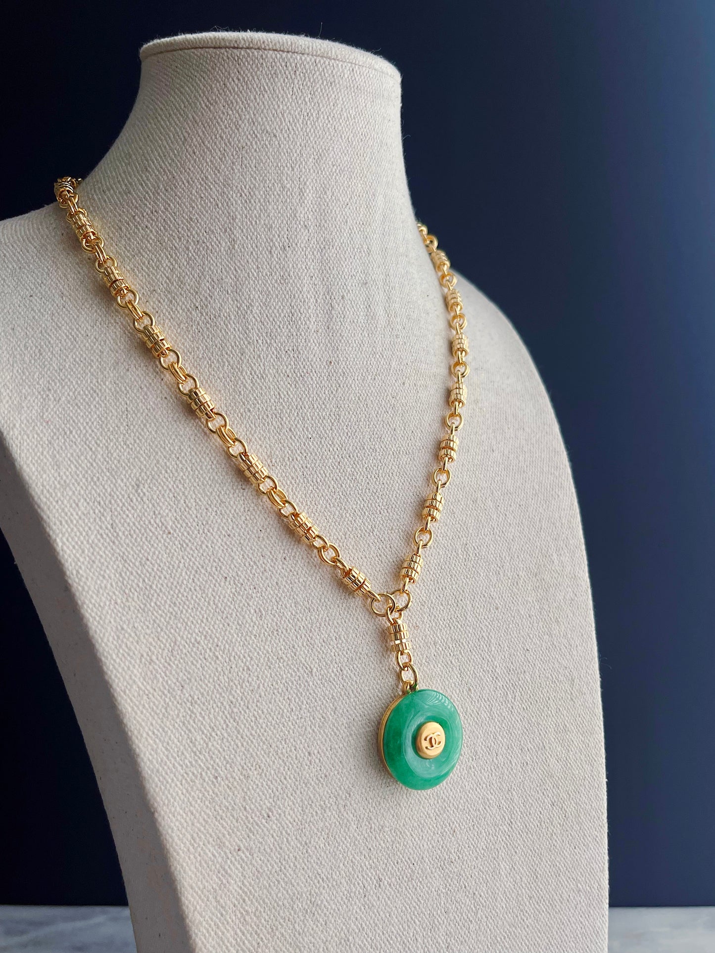 Vintage Authentic reworked Gold button Necklace