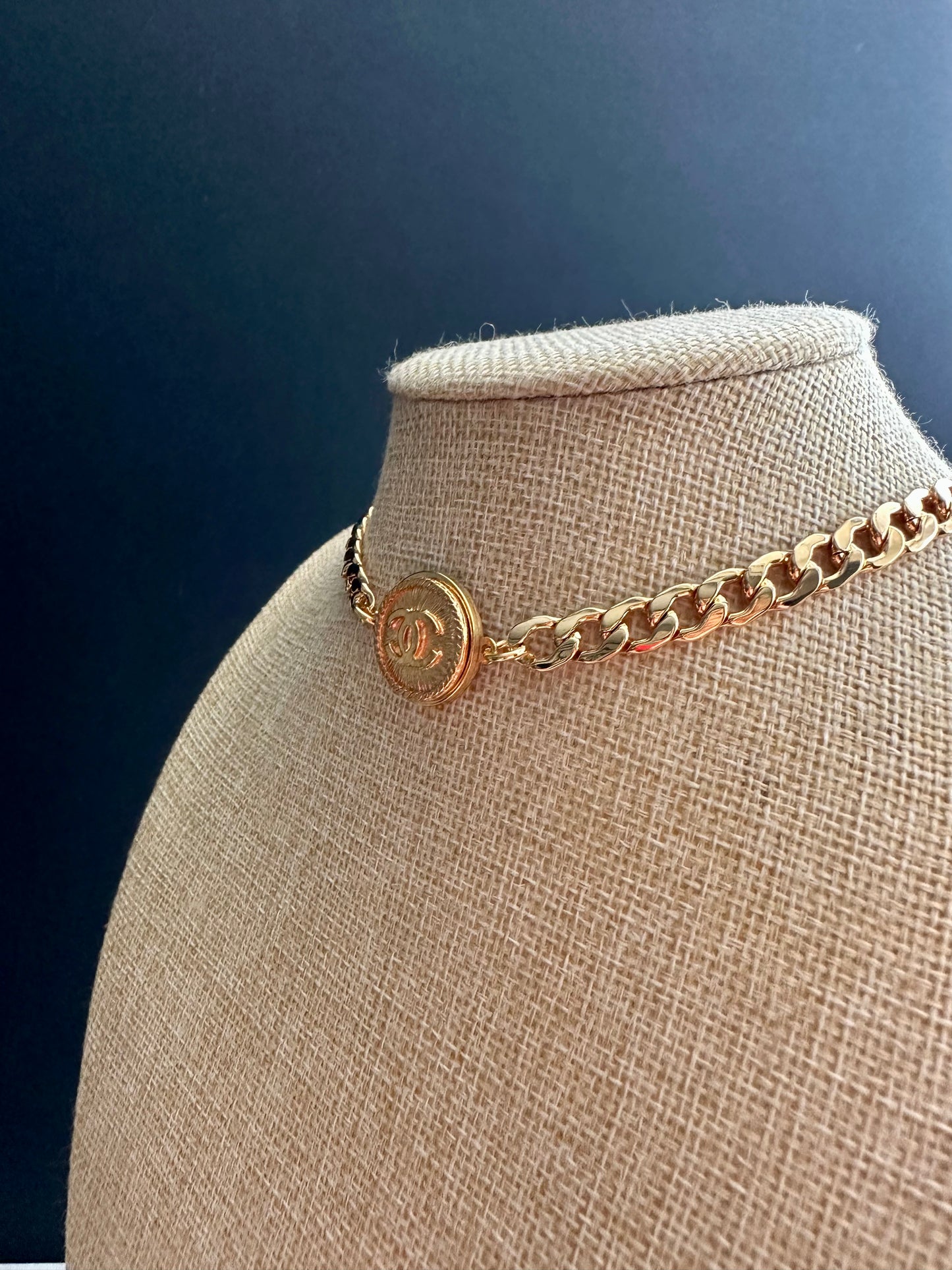 Authentic Vintage gold reworked button choker