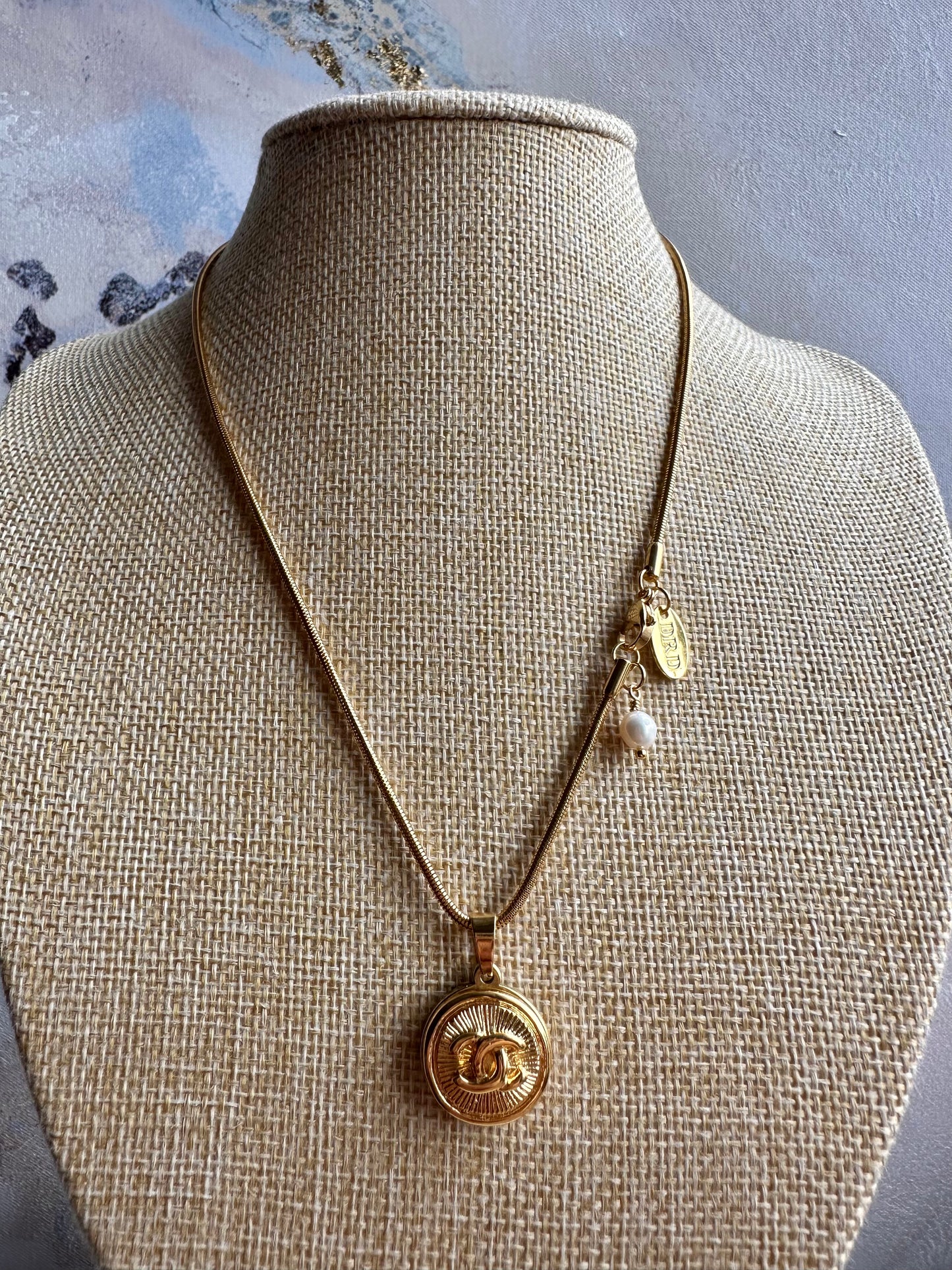 Vintage Authentic reworked Gold button Necklace