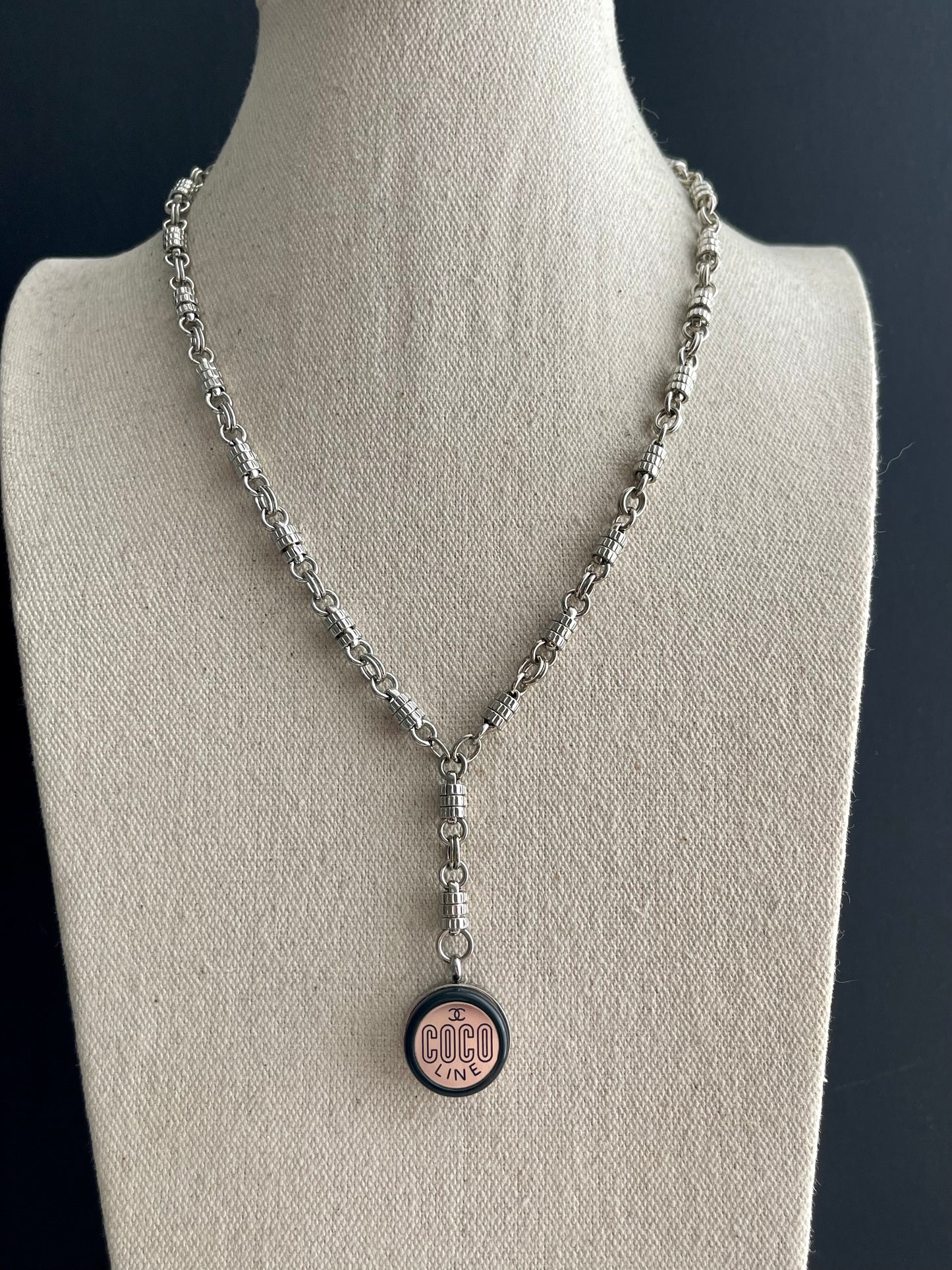 Authentic Reworked silver Button Necklace